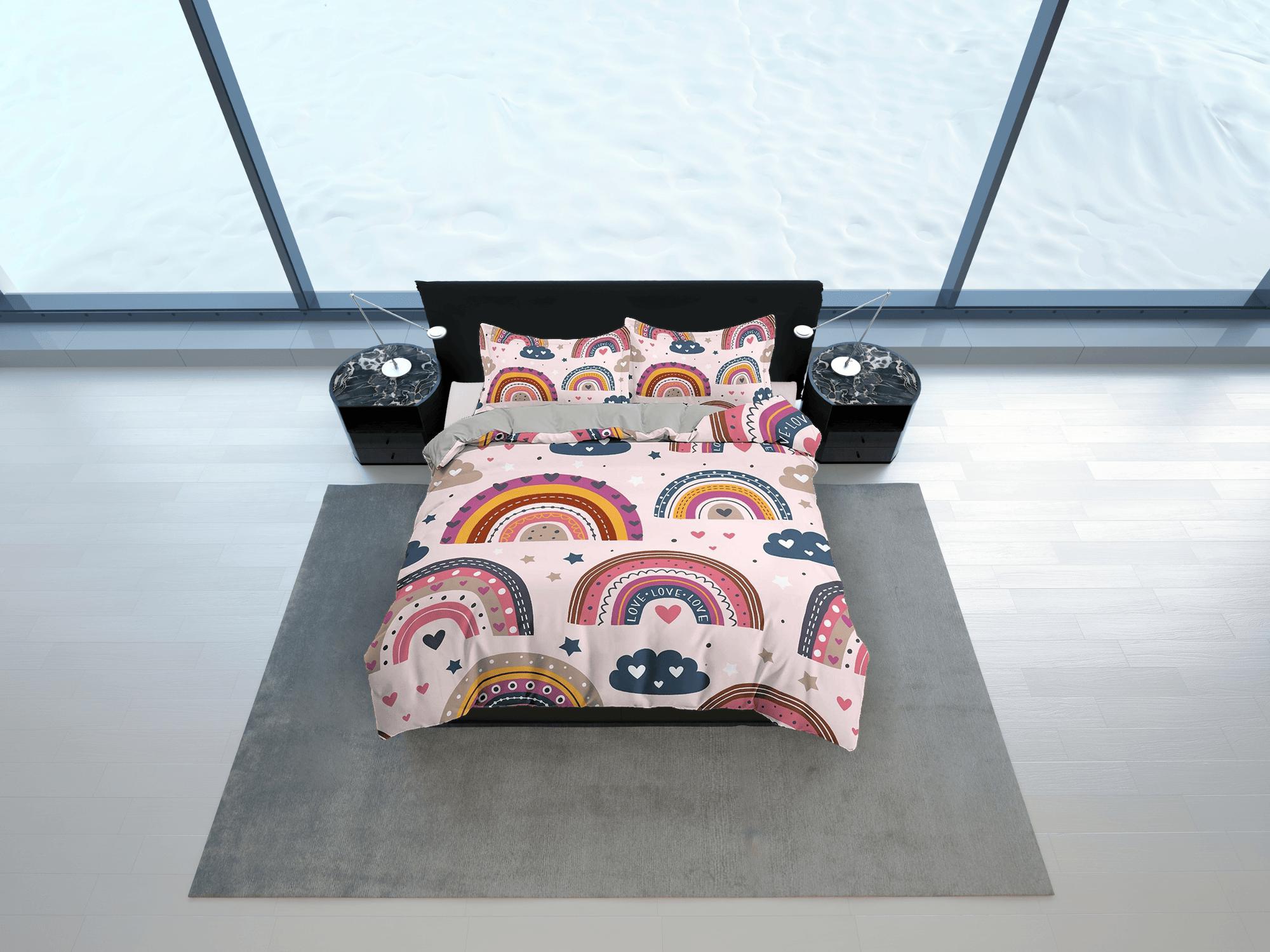 daintyduvet Boho Rainbow Bedding Nordic Design, Dorm Bedding Adult Duvet Cover, Toddler Bedding, Aesthetic Duvet Cover King Queen Full Twin Single