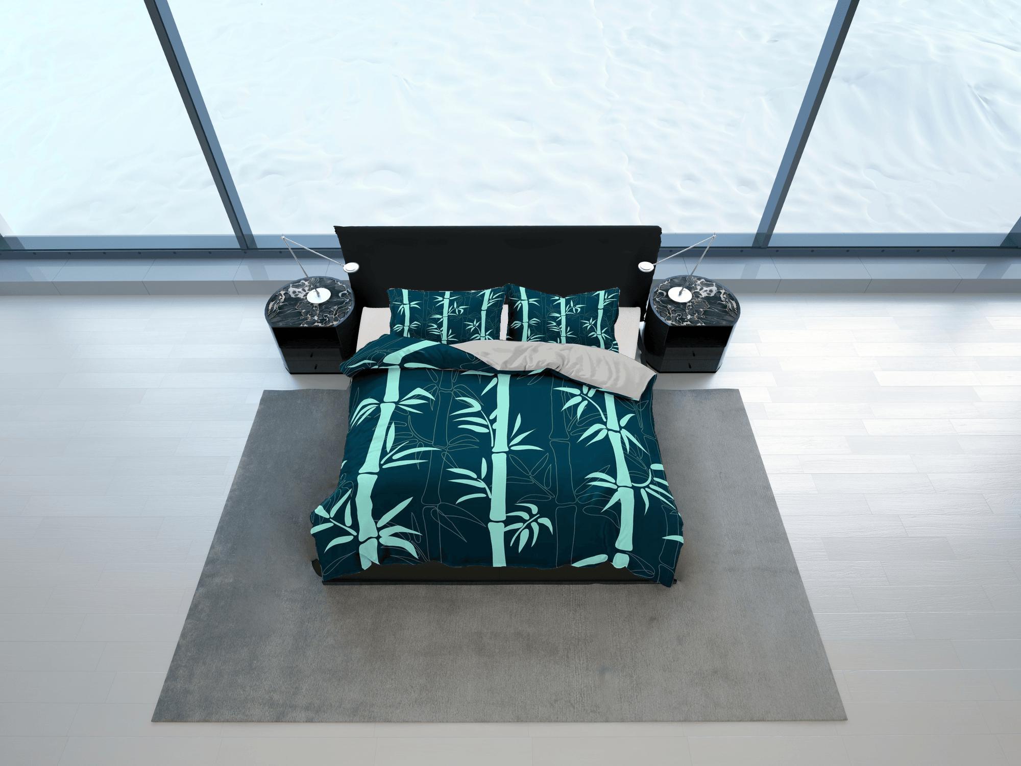 daintyduvet Botanical Duvet Cover Set Lucky Bamboo, Green Bedspread Dorm Bedding Set