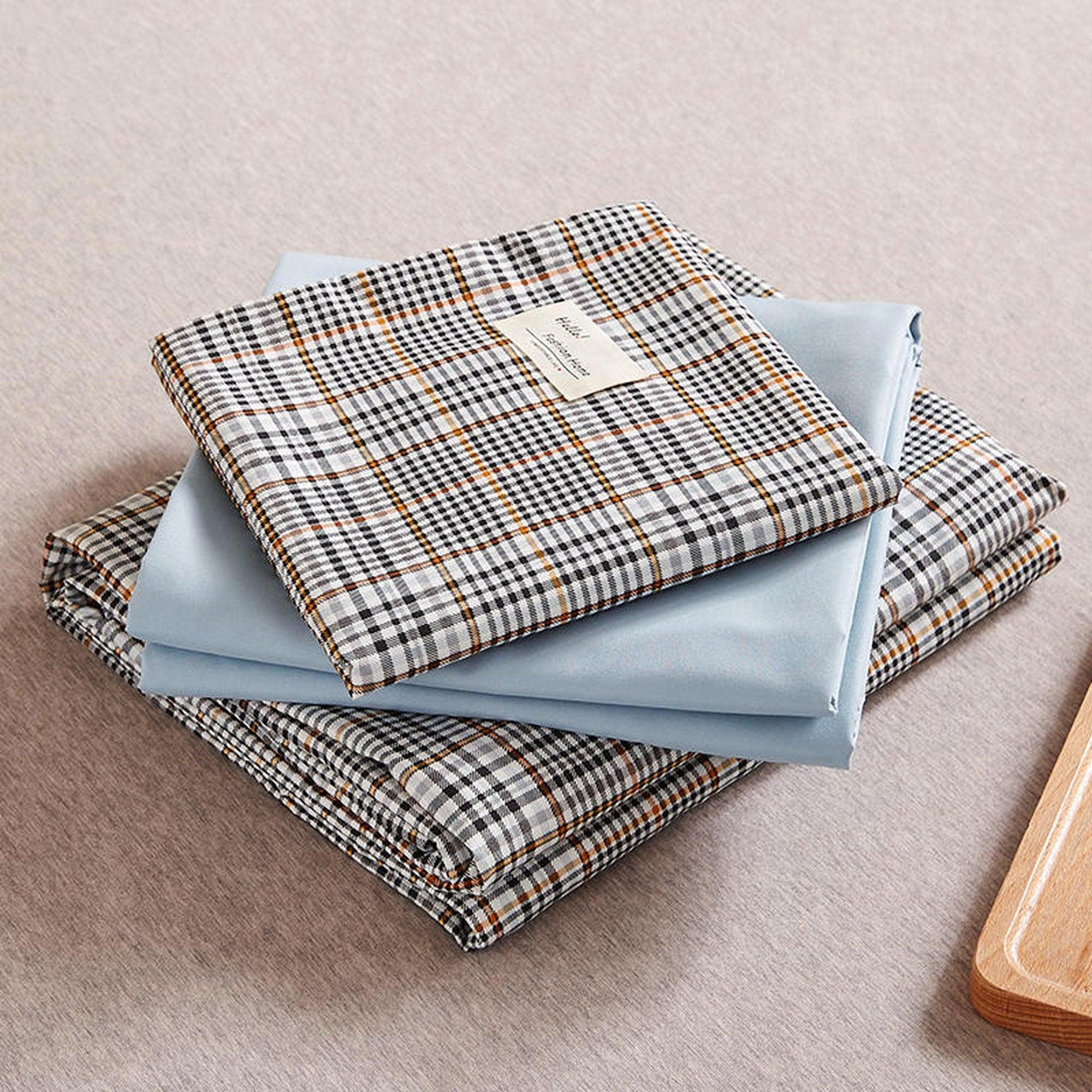 daintyduvet Buffalo Plaid Duvet Cover Set Blue Plaid Bedding Set Mattress Cover Checkered Pastel Bedding