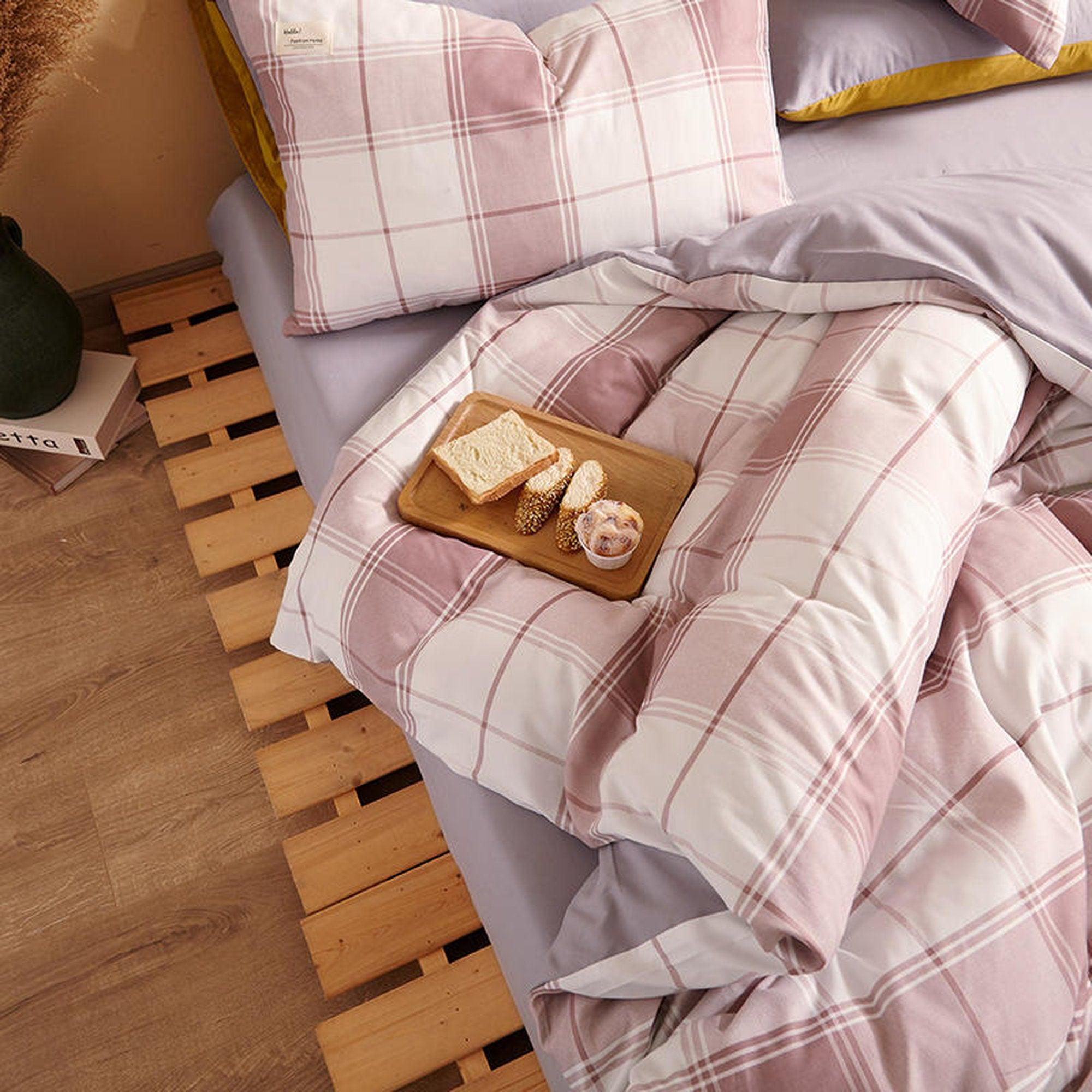 daintyduvet Buffalo Plaid Duvet Cover Set Maroon Plaid Bedding Set Mattress Cover Checkered Pastel Bedding