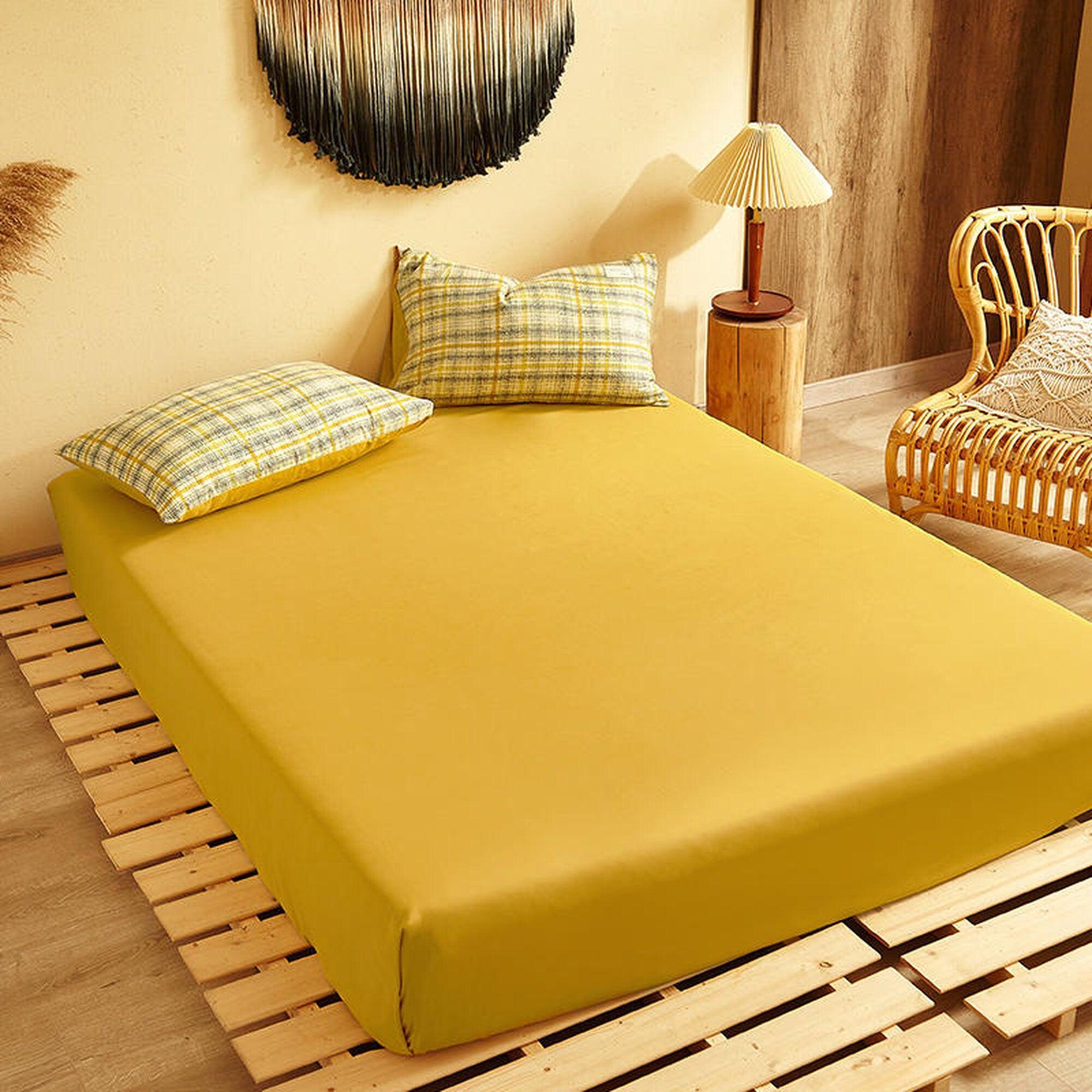 daintyduvet Buffalo Plaid Duvet Cover Sunny Yellow Plaid Bedding Set Mattress Cover Checkered Pastel Bedding
