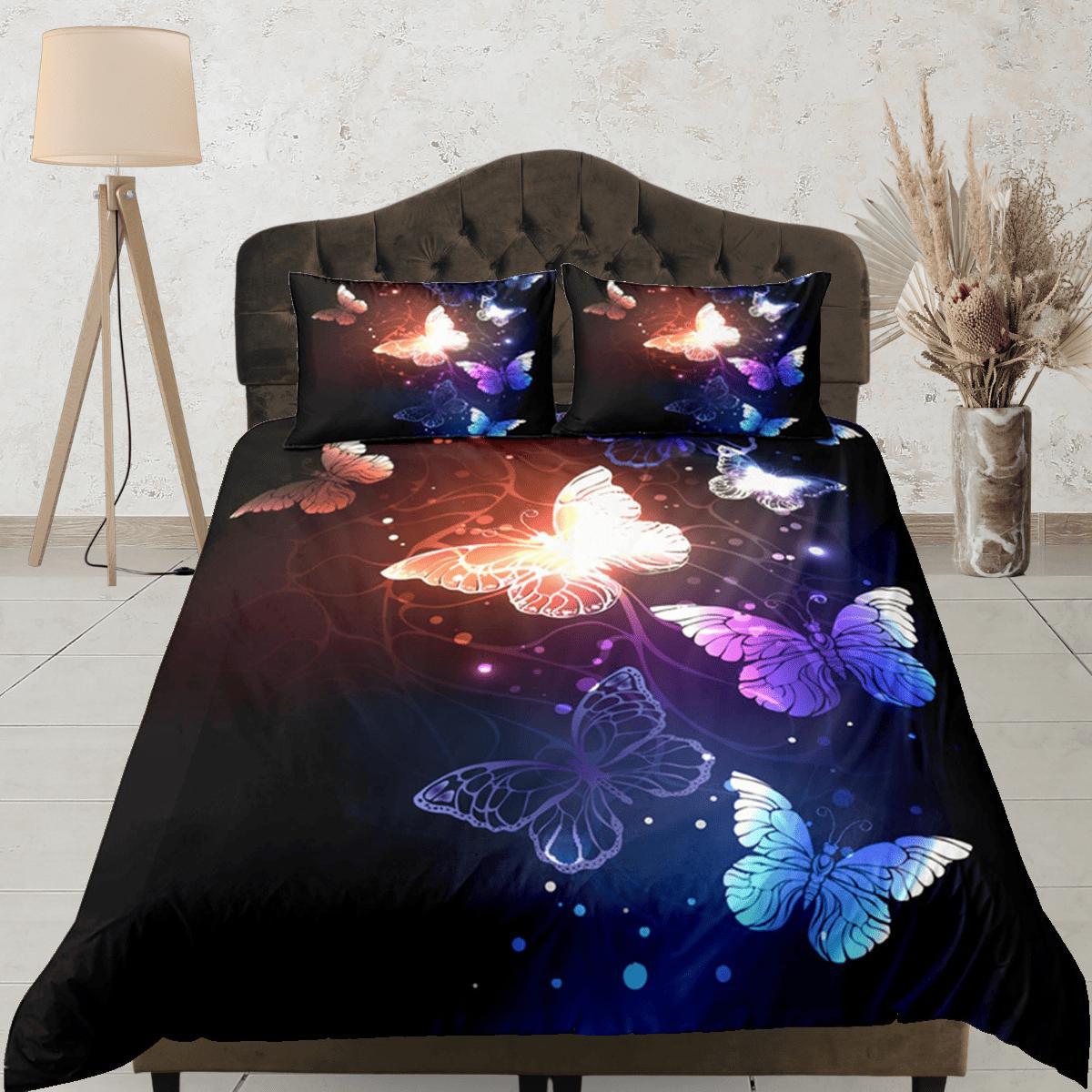 daintyduvet Butterfly Duvet Cover Set Black Bedspread, Dorm Bedding with Pillowcase