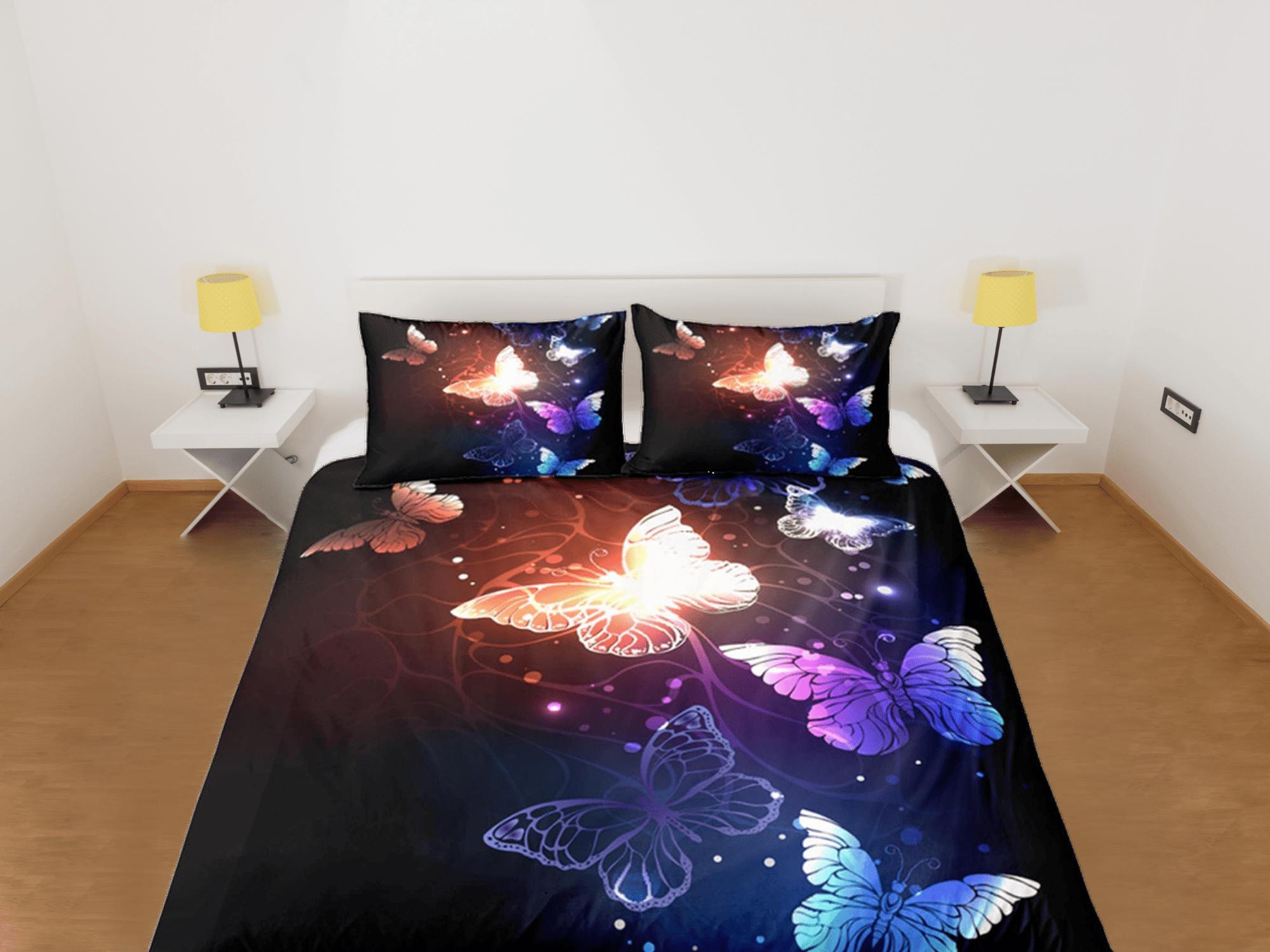 daintyduvet Butterfly Duvet Cover Set Black Bedspread, Dorm Bedding with Pillowcase