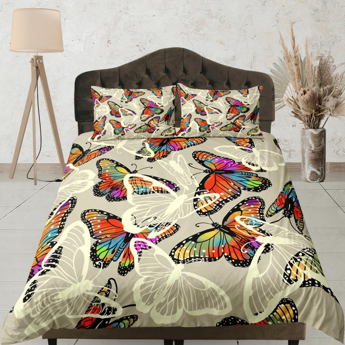 daintyduvet Butterfly Duvet Cover Set Colorful Bedspread, Dorm Bedding & Pillowcase