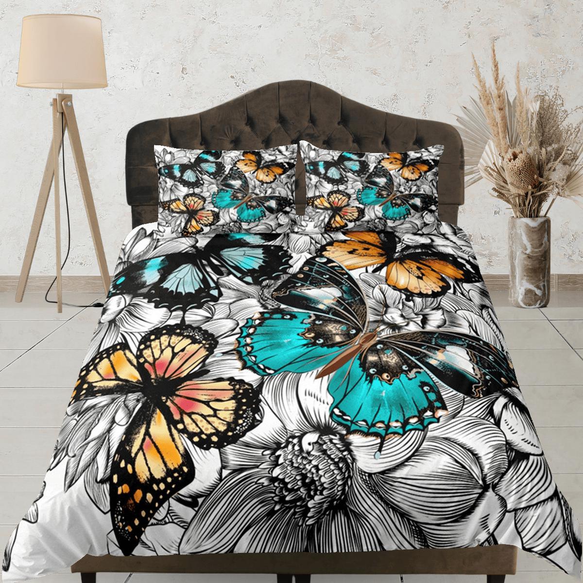 daintyduvet Butterfly Duvet Cover Set Colorful Bedspread, Dorm Bedding & Pillowcase