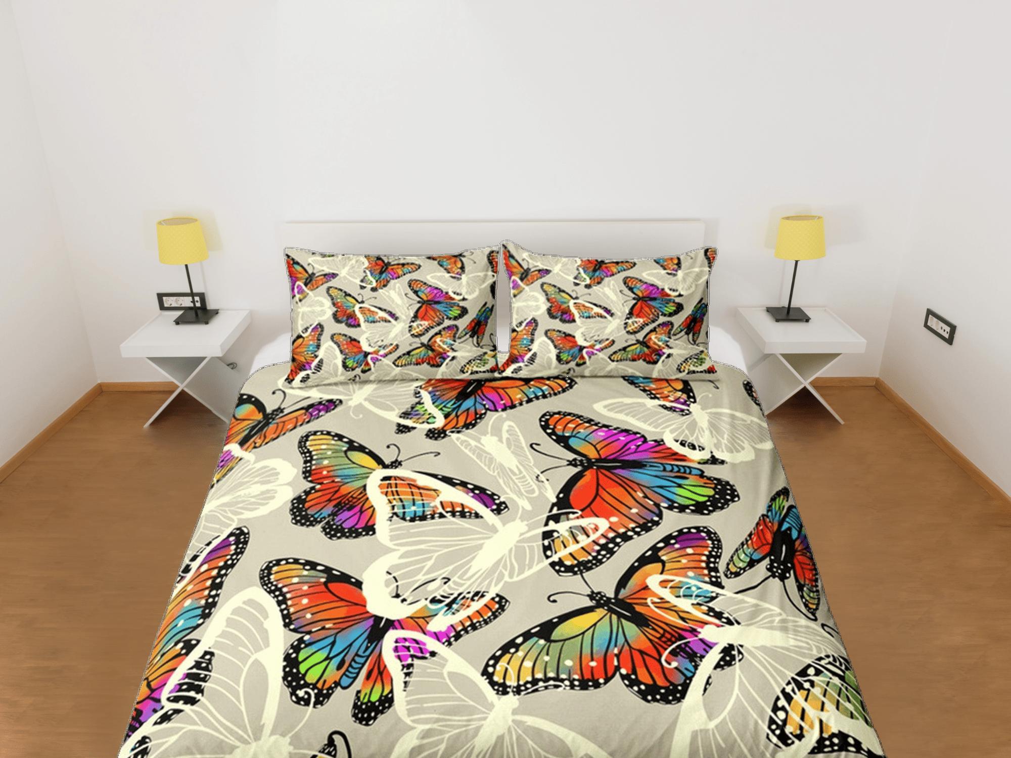 daintyduvet Butterfly Duvet Cover Set Colorful Bedspread, Dorm Bedding & Pillowcase