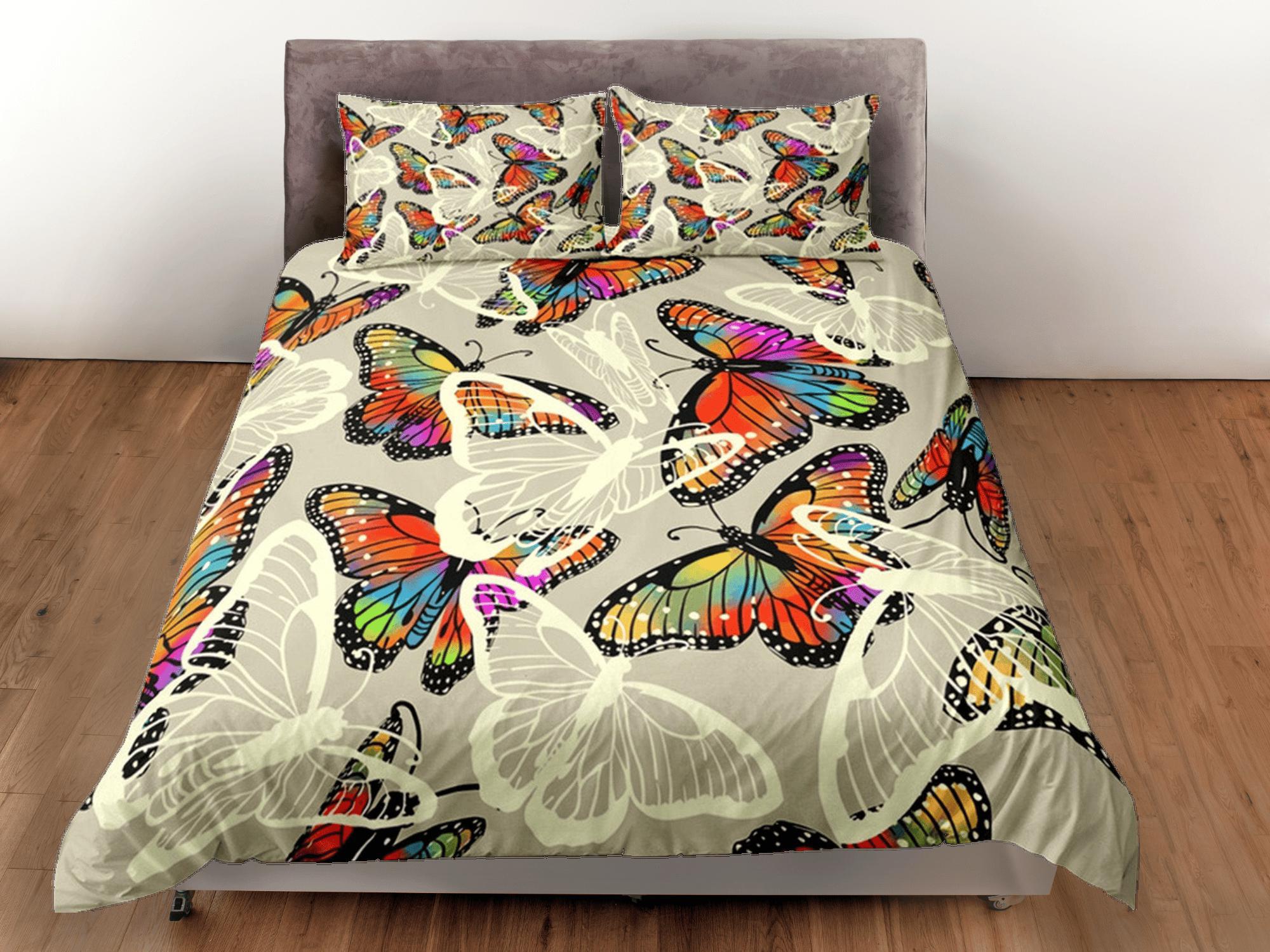 daintyduvet Butterfly Duvet Cover Set Colorful Bedspread, Dorm Bedding & Pillowcase