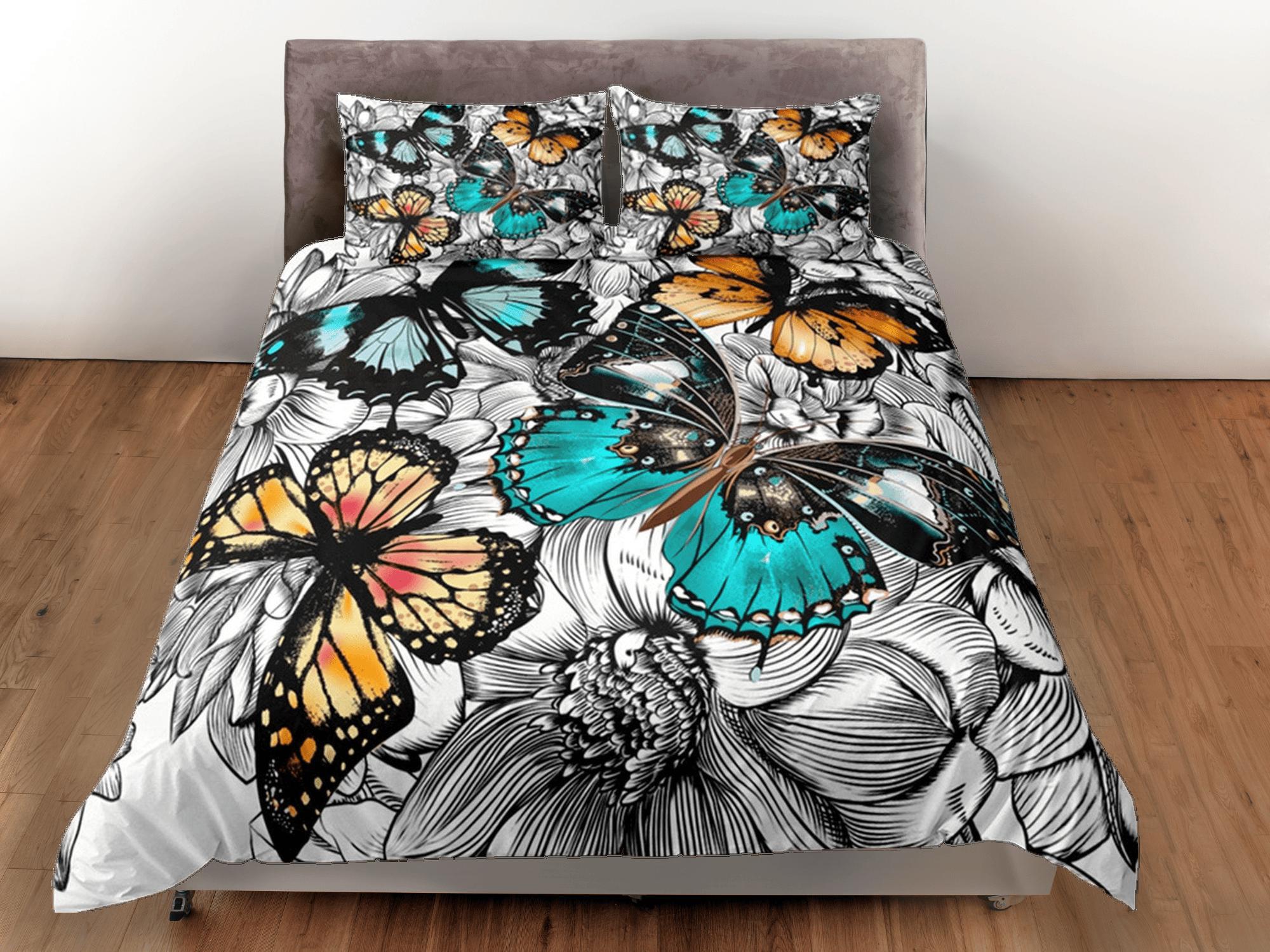 daintyduvet Butterfly Duvet Cover Set Colorful Bedspread, Dorm Bedding & Pillowcase