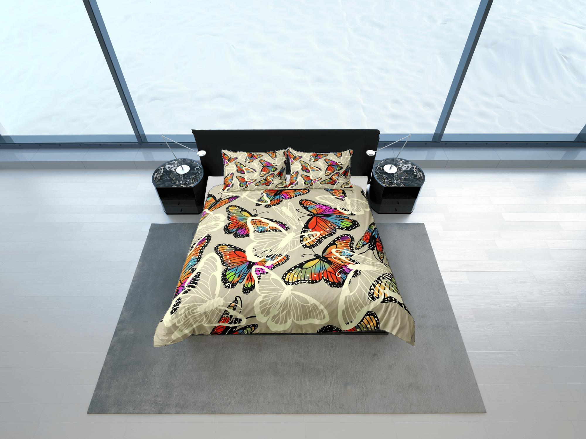 daintyduvet Butterfly Duvet Cover Set Colorful Bedspread, Dorm Bedding & Pillowcase