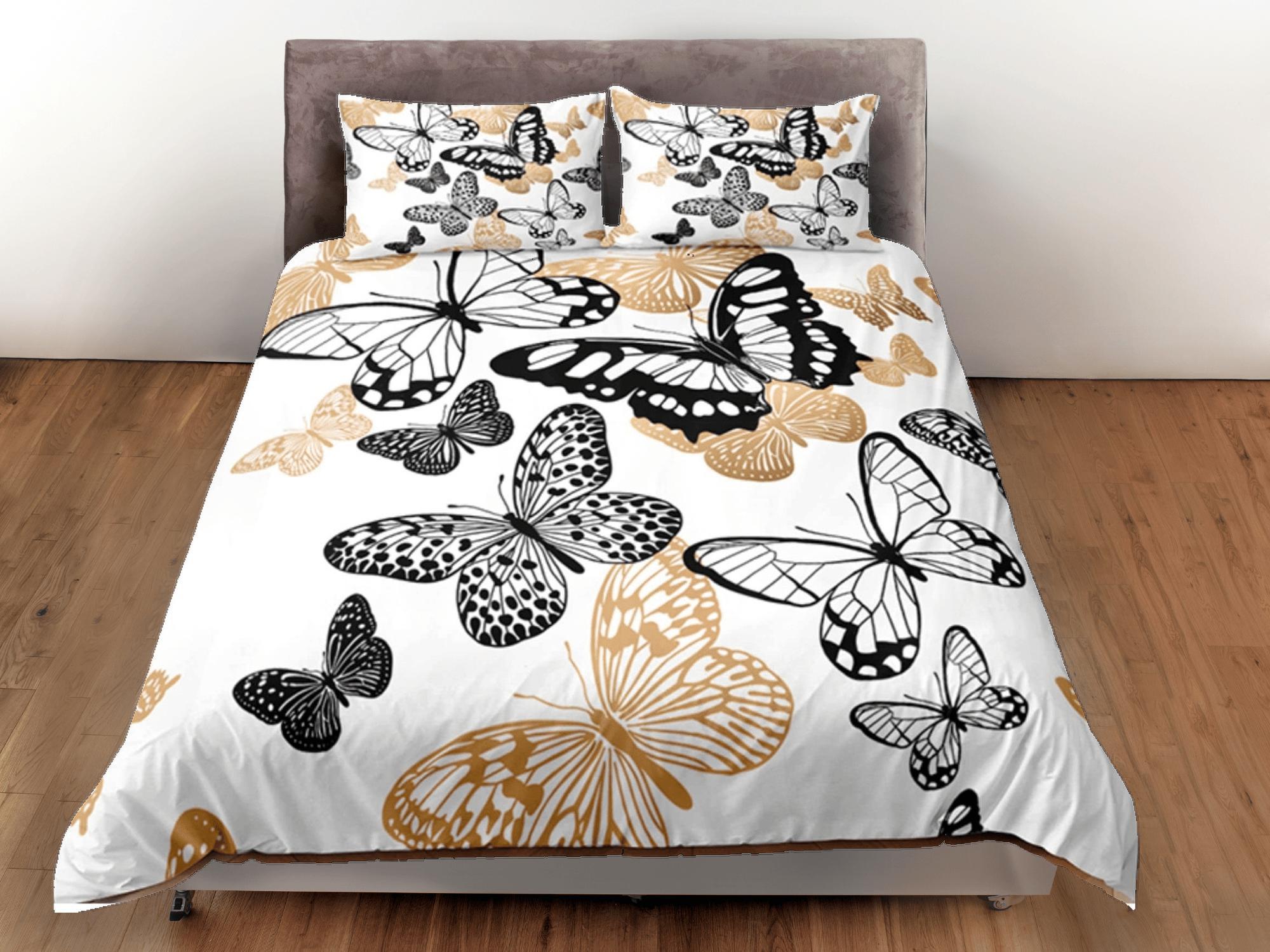 daintyduvet Butterfly Duvet Cover Set White Bedspread, Dorm Bedding with Pillowcase