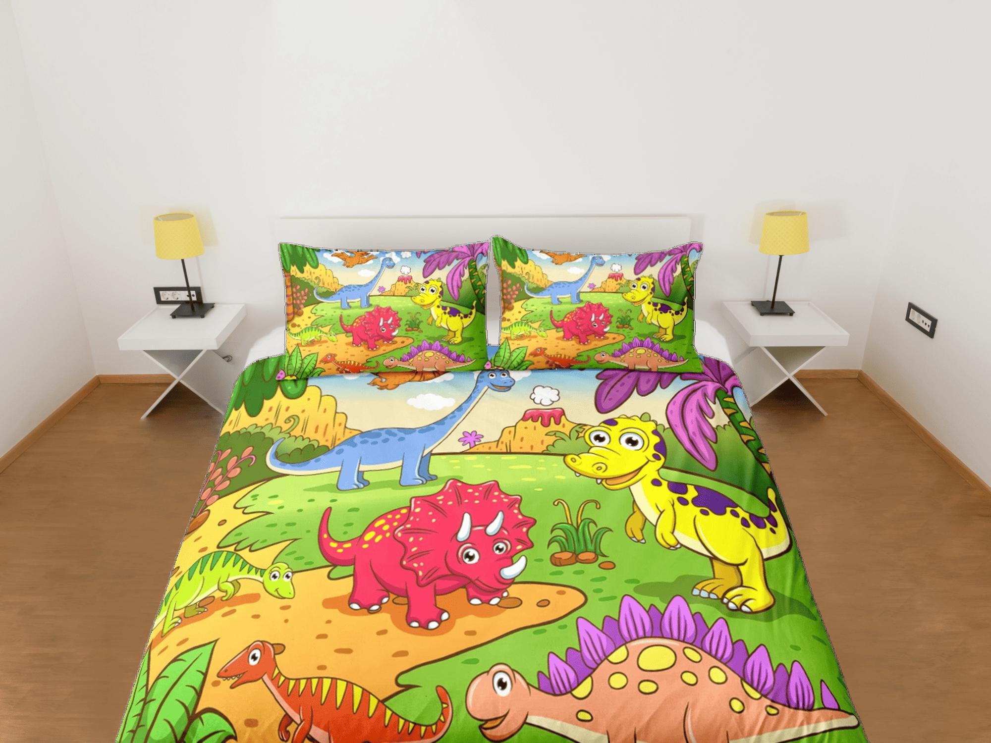 daintyduvet Cartoon dinosaur bedding, kids bedding full, cute duvet cover set, dinosaur nursery bed decor, colorful bedding, baby dinosaur, toddler