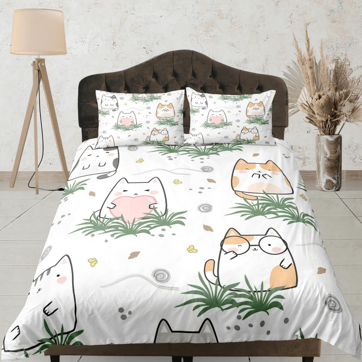 daintyduvet Cat Lover Duvet Cover Set Bedspread, Cute Bedding for Teens Kids Bedroom Comforter Cover Cat Cartoons