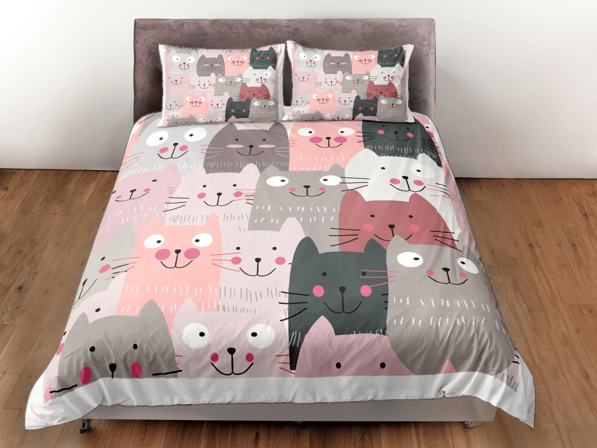 daintyduvet Cat Lover Duvet Cover Set Bedspread, Cute Cats Bedding for Teens Kids Bedroom