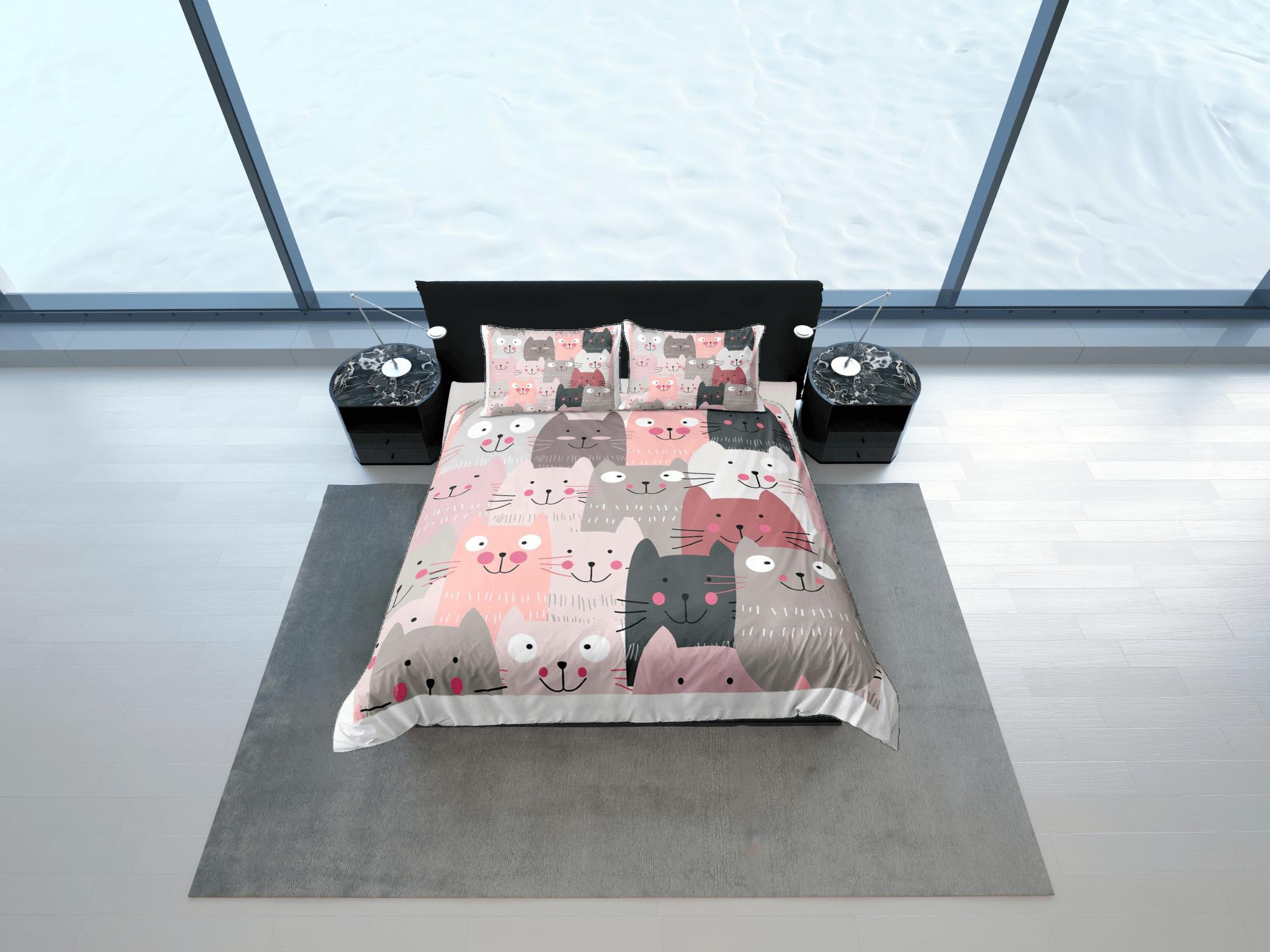 daintyduvet Cat Lover Duvet Cover Set Bedspread, Cute Cats Bedding for Teens Kids Bedroom