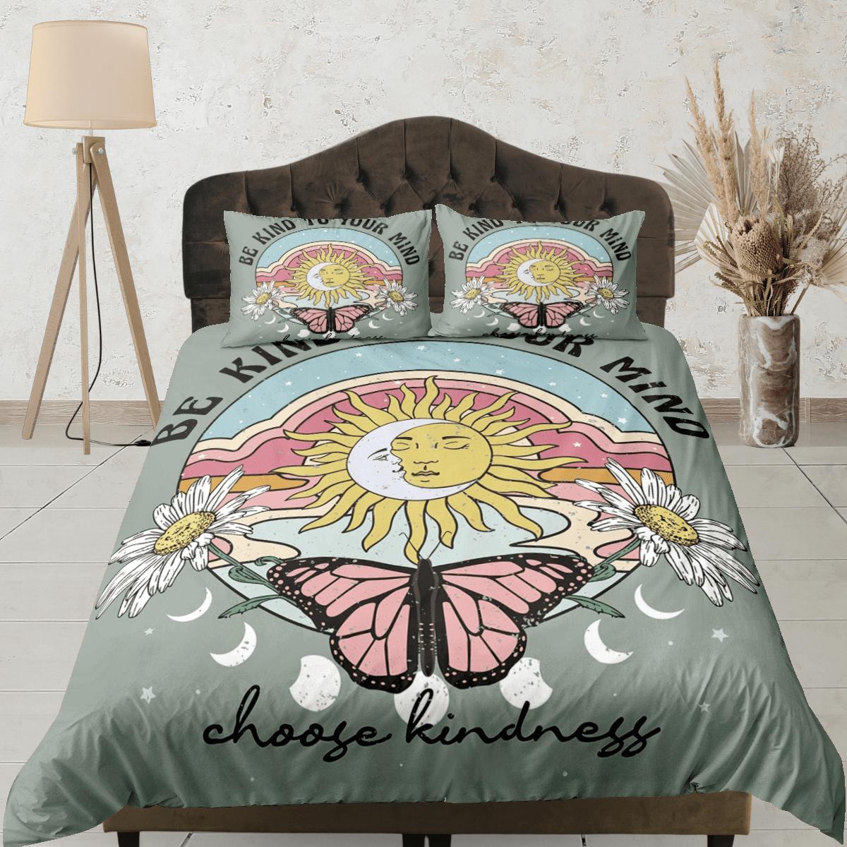 daintyduvet Celestial bedding 90s nostalgia hippie bedding retro duvet cover set, colorful bedding, teens and adult duvet cover, maximalist sun and moon