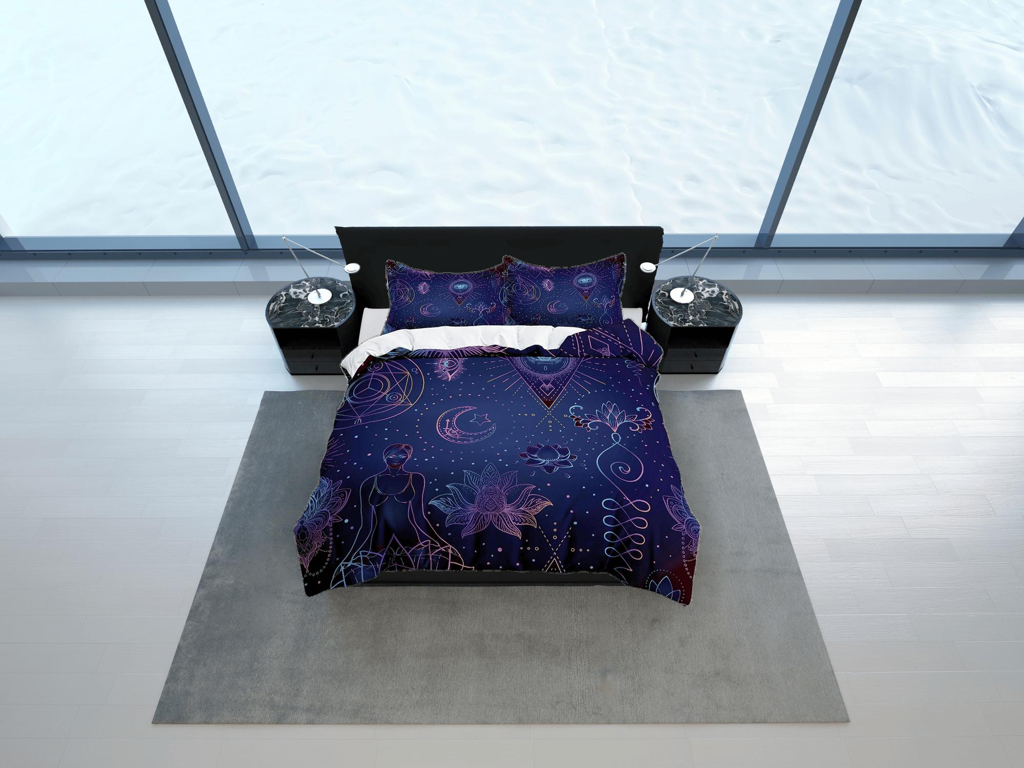 daintyduvet Celestial bedding blue, zen chic, witchy decor, dorm bedding, aesthetic duvet, boho bedding set full king queen, astrology gifts, gothic art