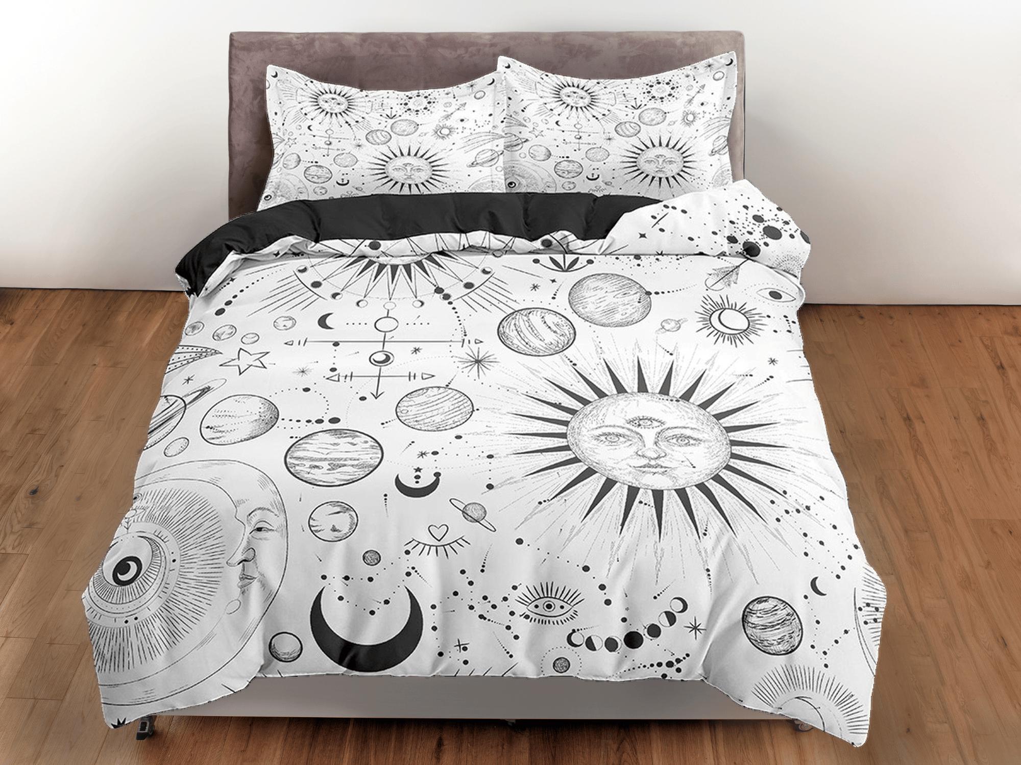 daintyduvet Celestial sun and moon bedding, witchy decor dorm bedding, aesthetic duvet, boho bedding set full king queen, astrology gifts, gothic art