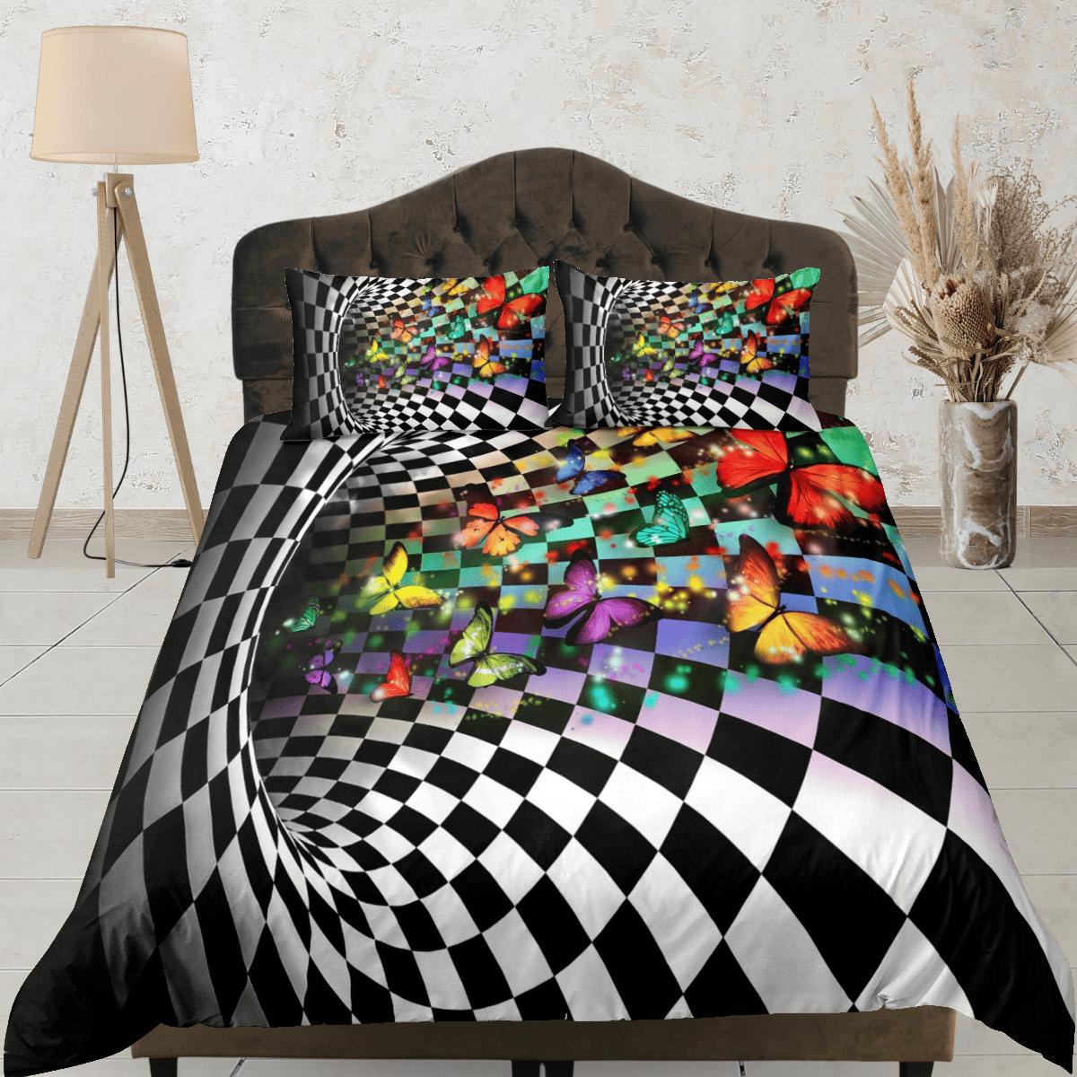 daintyduvet Checkered Fabric Duvet Cover Colorful Dorm Bedding Set Full Checkered Comforter Cover