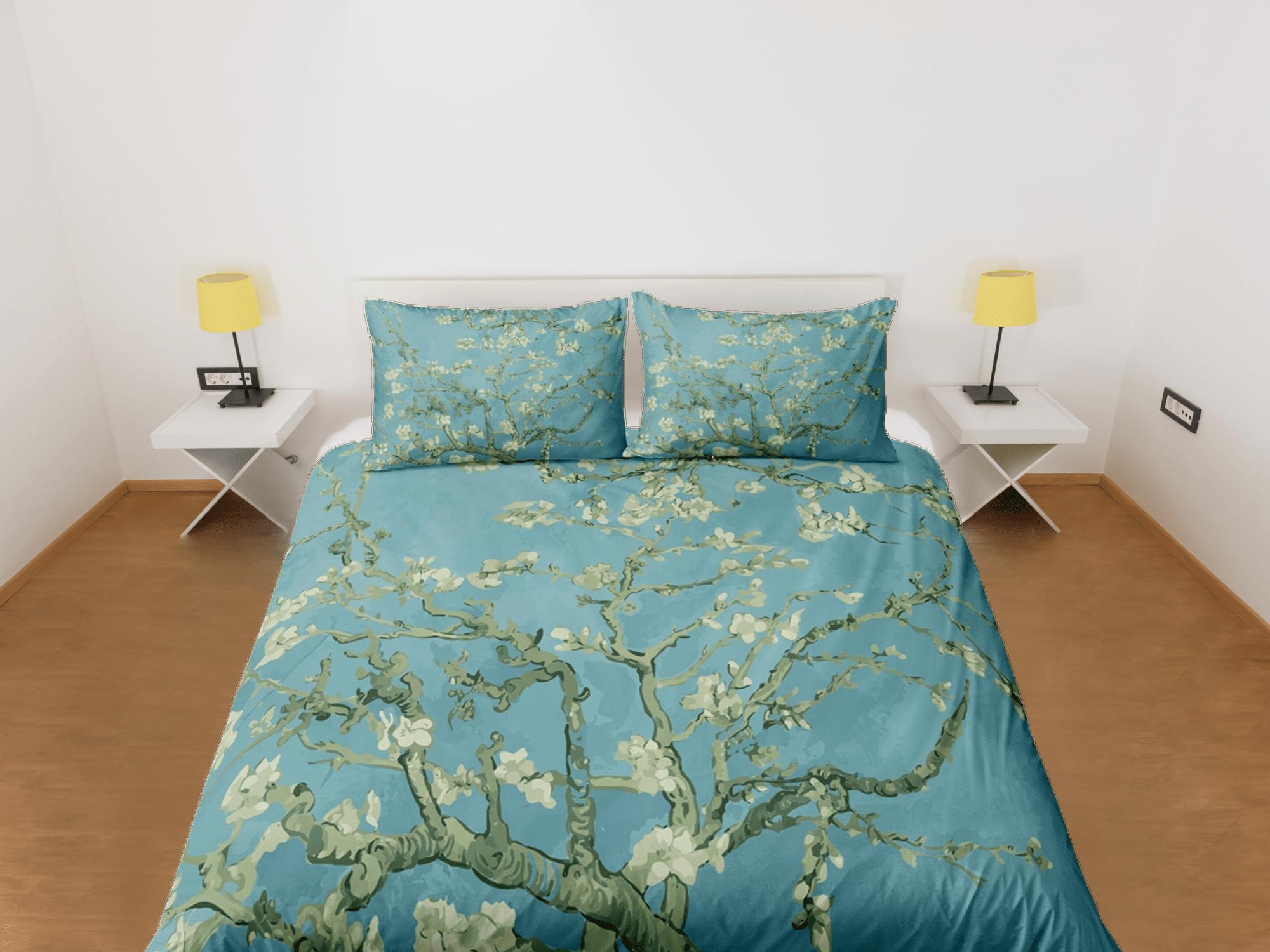 daintyduvet Cherry blossom tree vintage bedding floral prints duvet cover queen, king, boho bedding designer, shabby chic full size bedding aesthetic