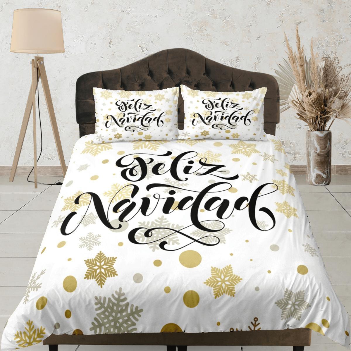 daintyduvet Christmas Duvet Cover Set and Christmas Pillows Feliz Navidad Bedding Comforter Cover Christmas Gift