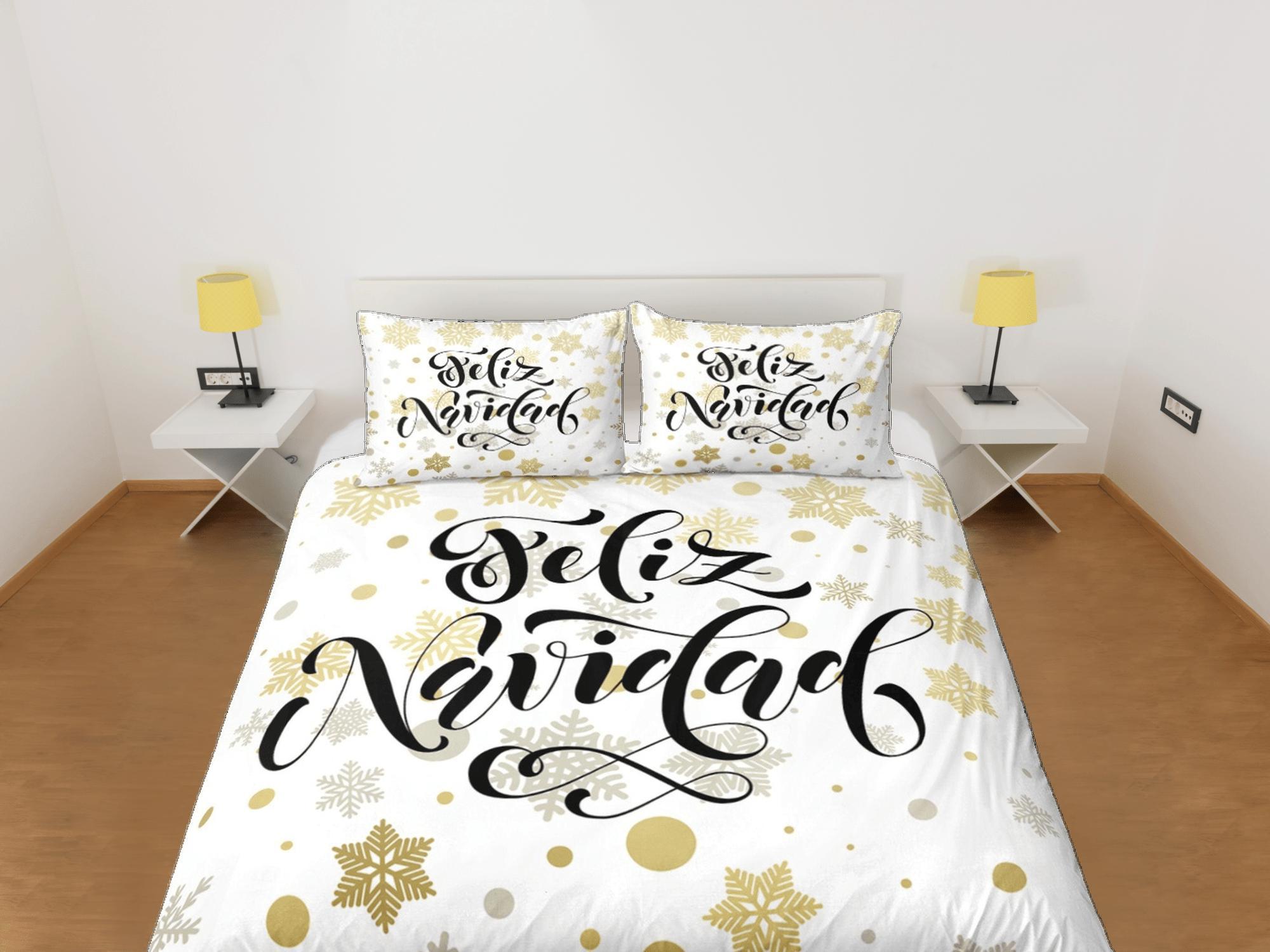 daintyduvet Christmas Duvet Cover Set and Christmas Pillows Feliz Navidad Bedding Comforter Cover Christmas Gift