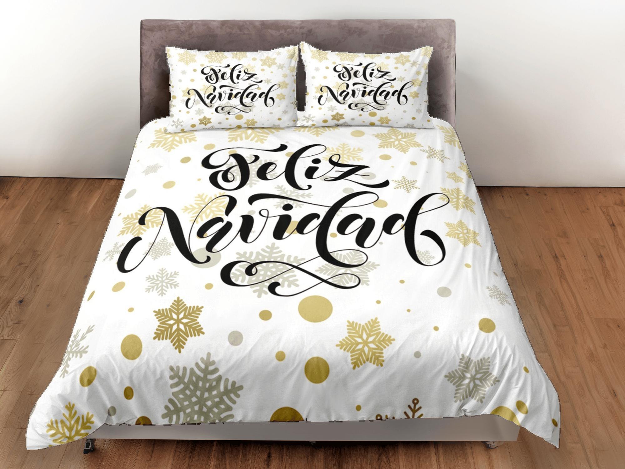 daintyduvet Christmas Duvet Cover Set and Christmas Pillows Feliz Navidad Bedding Comforter Cover Christmas Gift