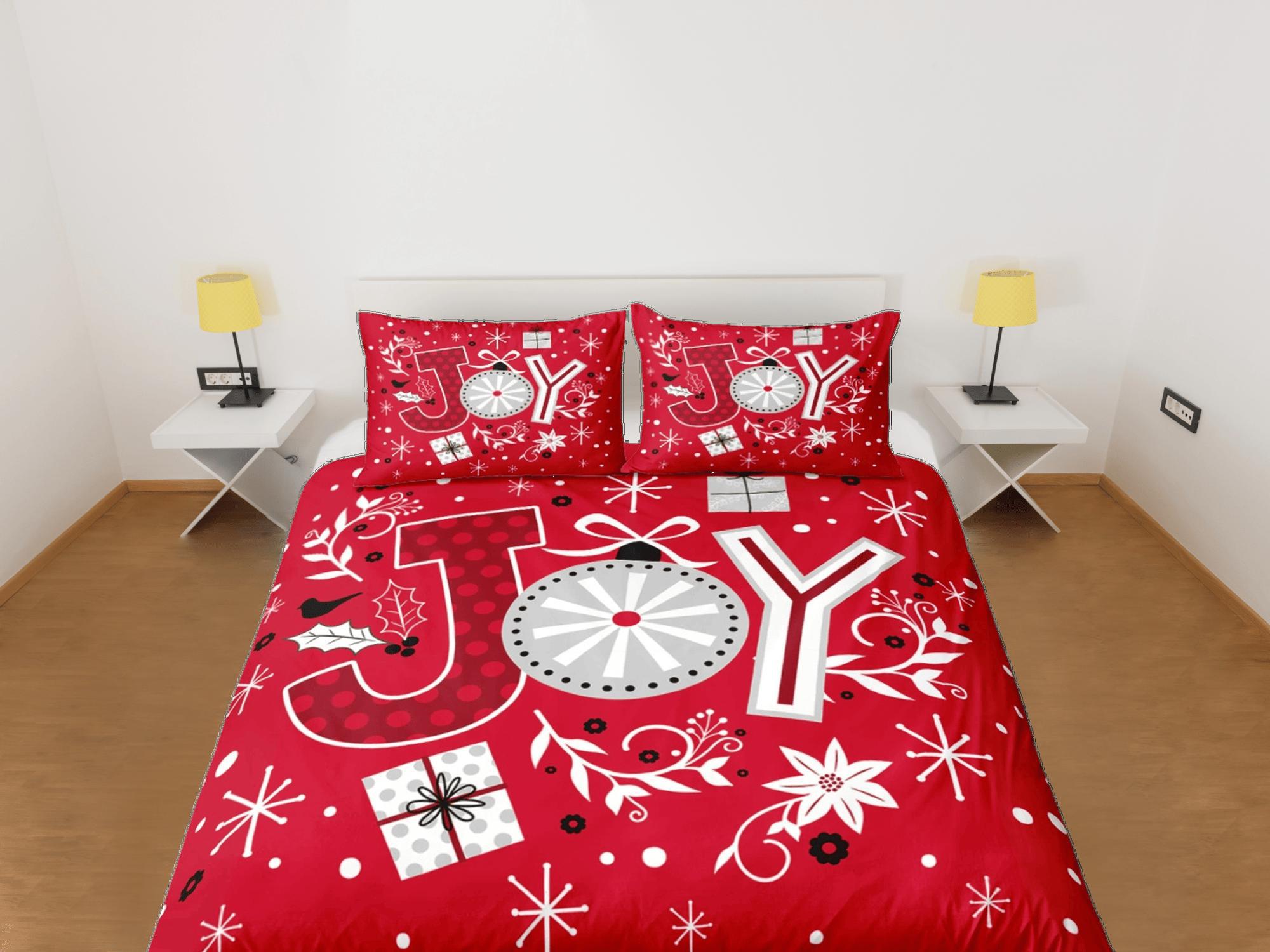 daintyduvet Christmas Duvet Cover Set and Christmas Pillows Red Bedding Comforter Cover Christmas Gift