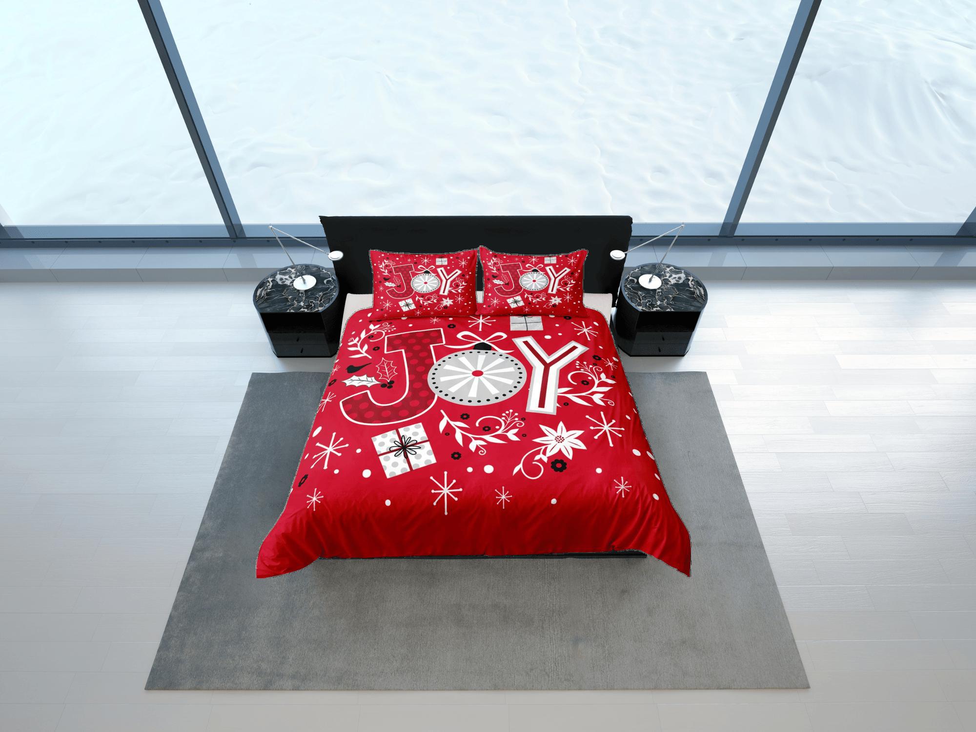daintyduvet Christmas Duvet Cover Set and Christmas Pillows Red Bedding Comforter Cover Christmas Gift