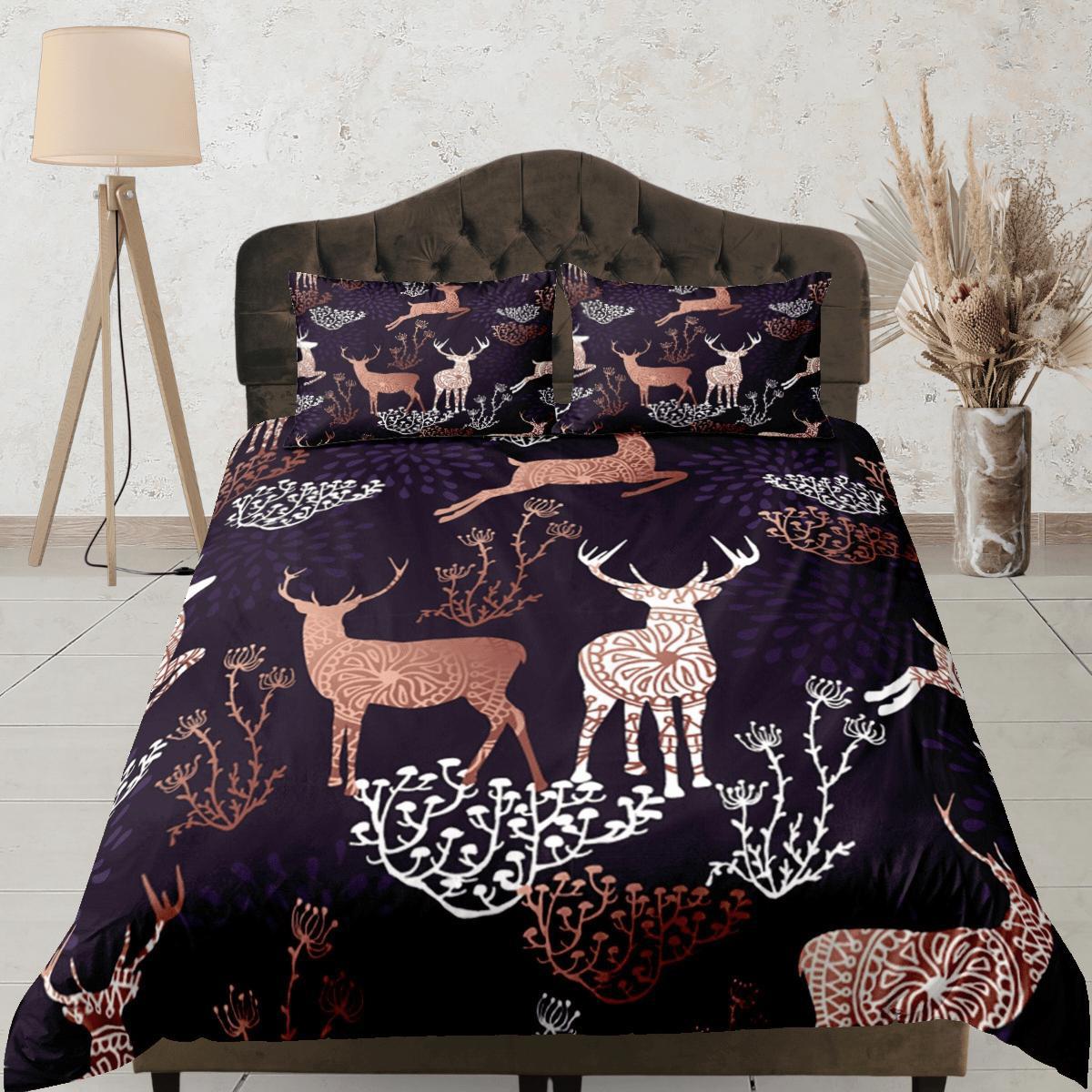 daintyduvet Christmas Duvet Cover Set and Christmas Pillows Reindeer Dorm Bedding Comforter Cover Christmas Gift