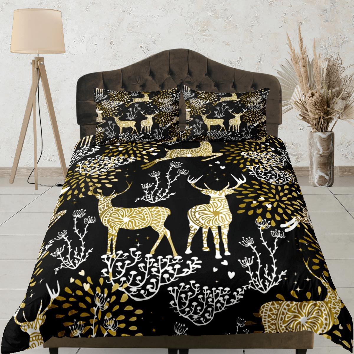 daintyduvet Christmas Duvet Cover Set and Christmas Pillows Reindeer Dorm Bedding Comforter Cover Christmas Gift