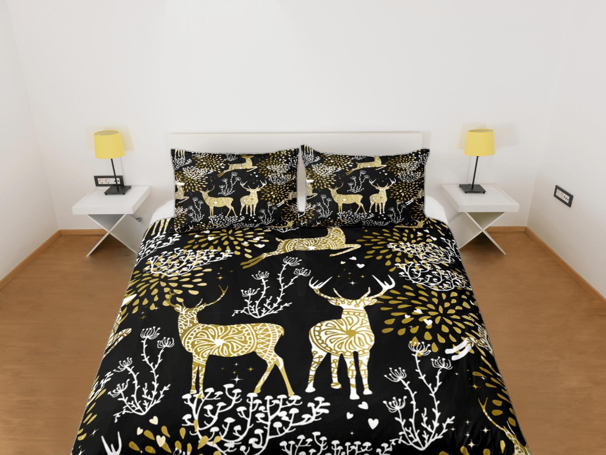 daintyduvet Christmas Duvet Cover Set and Christmas Pillows Reindeer Dorm Bedding Comforter Cover Christmas Gift