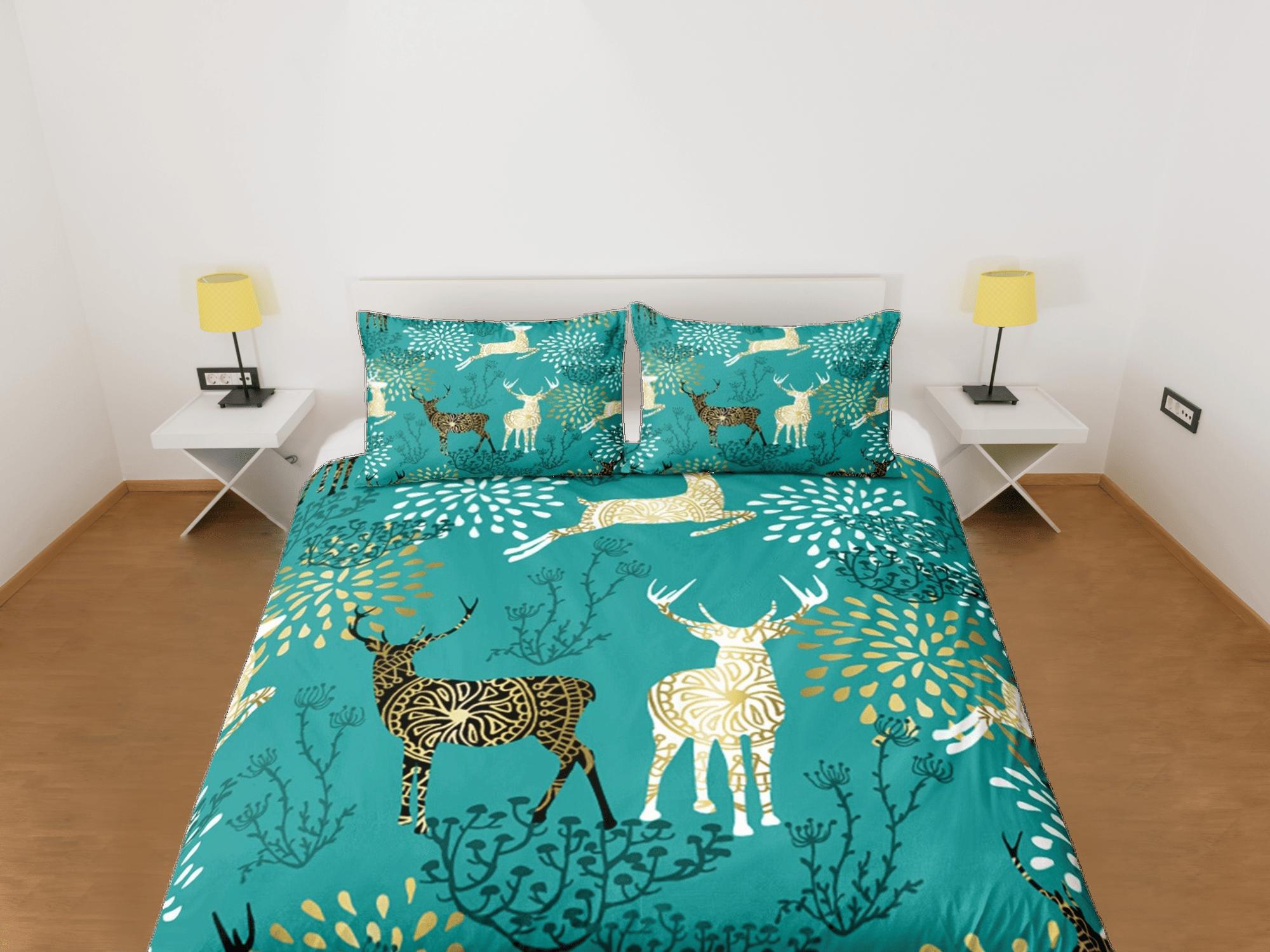 daintyduvet Christmas Duvet Cover Set and Christmas Pillows Reindeer Dorm Bedding Comforter Cover Christmas Gift