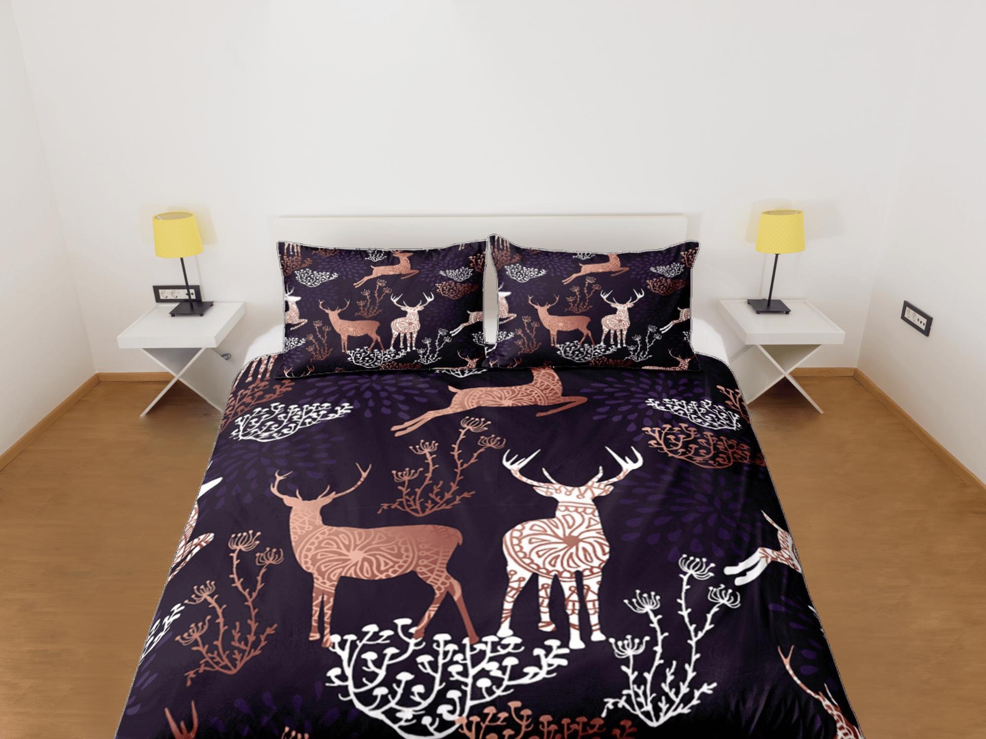 daintyduvet Christmas Duvet Cover Set and Christmas Pillows Reindeer Dorm Bedding Comforter Cover Christmas Gift