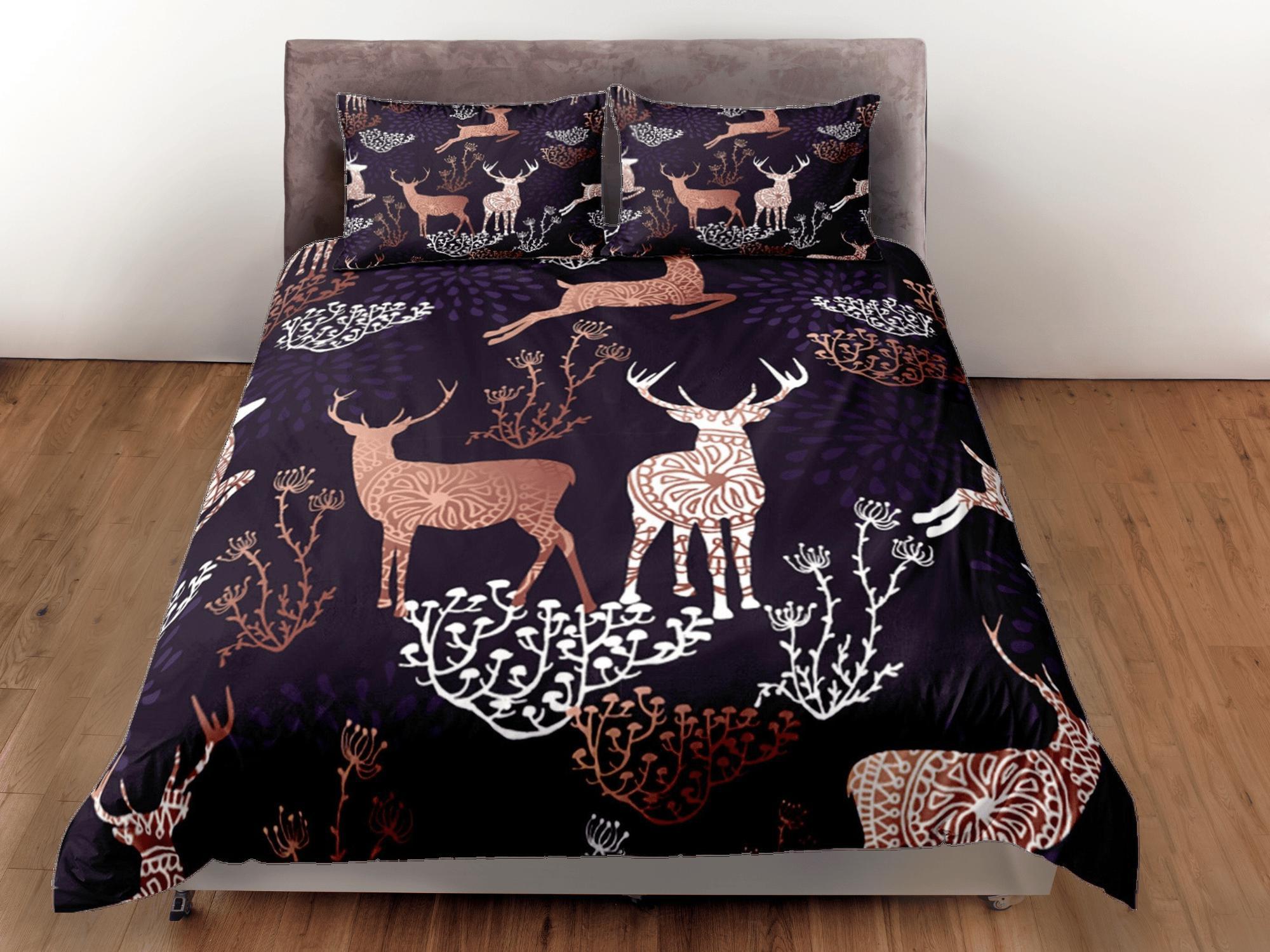 daintyduvet Christmas Duvet Cover Set and Christmas Pillows Reindeer Dorm Bedding Comforter Cover Christmas Gift
