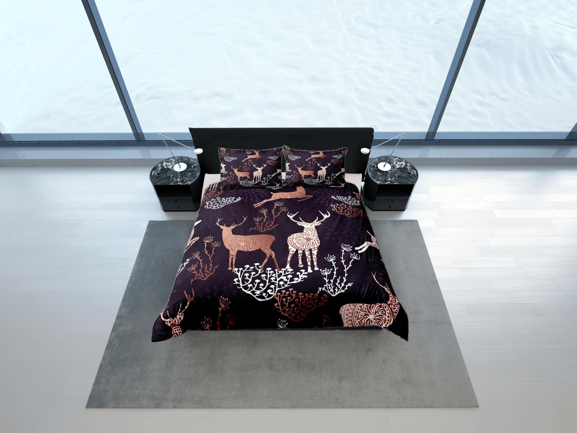 daintyduvet Christmas Duvet Cover Set and Christmas Pillows Reindeer Dorm Bedding Comforter Cover Christmas Gift