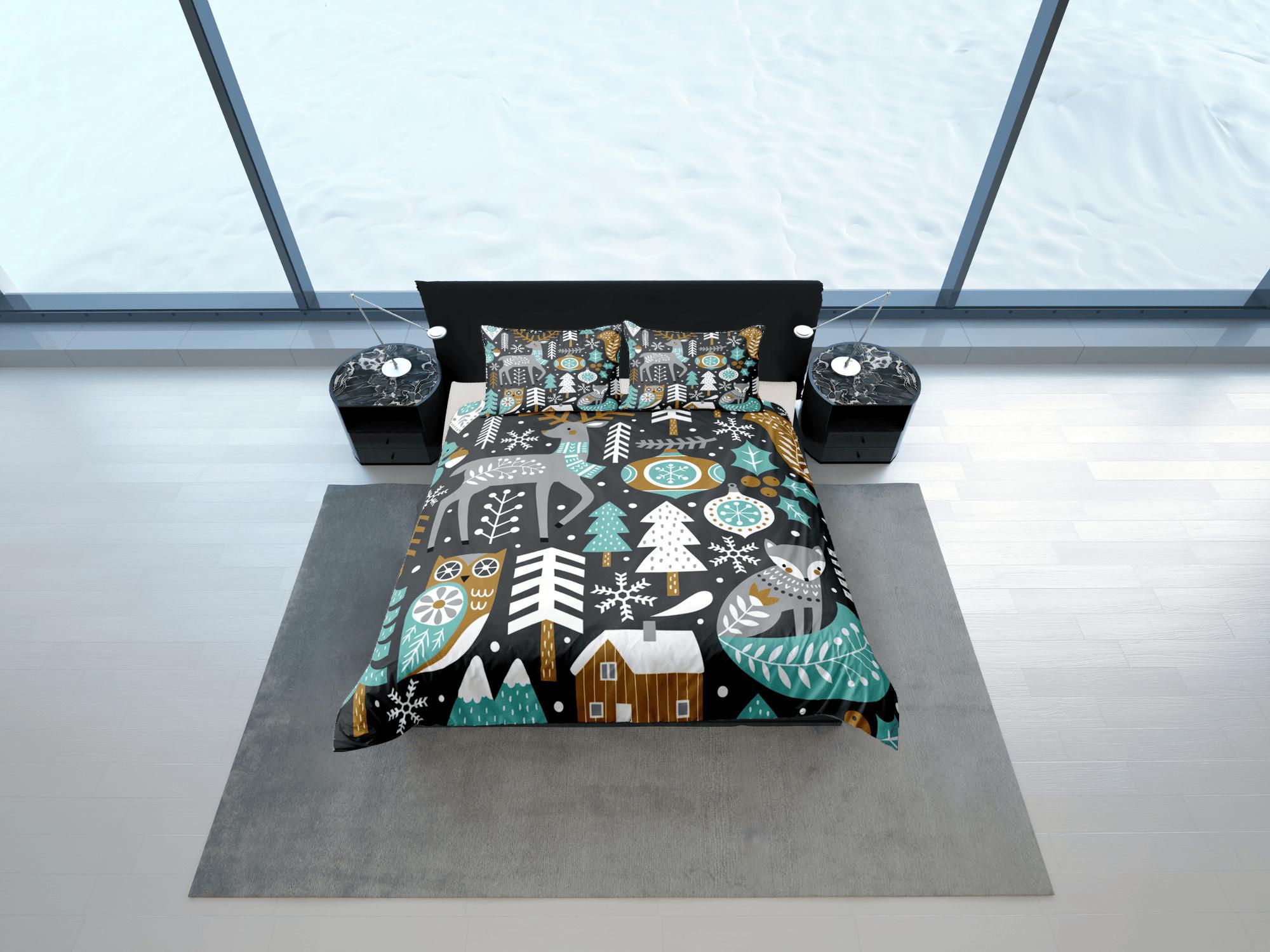 daintyduvet Christmas Duvet Cover Set Pillows Christmas Tree Reindeer Dorm Bedding Comforter Cover Christmas Gift