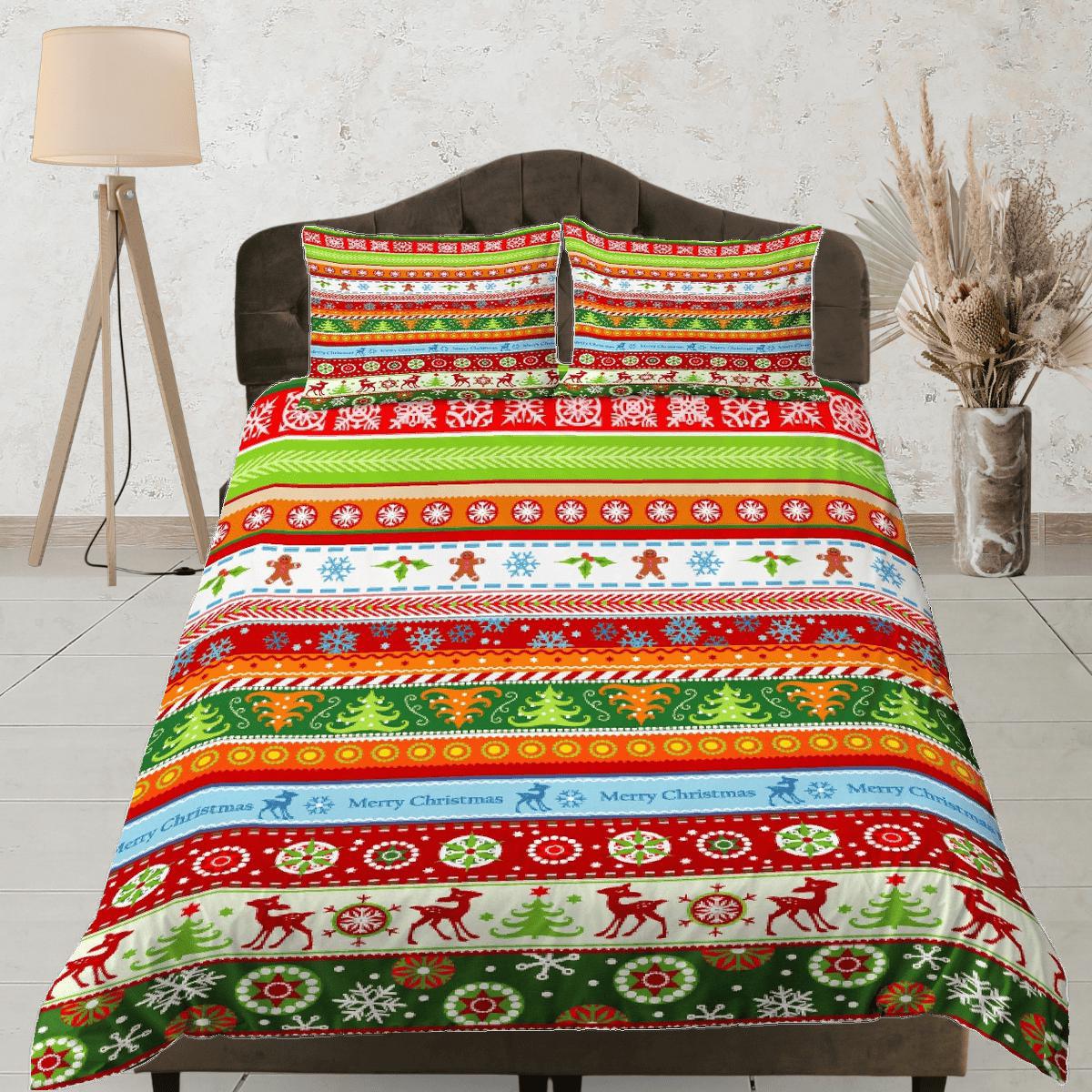 daintyduvet Christmas Duvet Cover Set with Pillows Christmas Pattern Dorm Bedding Comforter Cover Christmas Gift