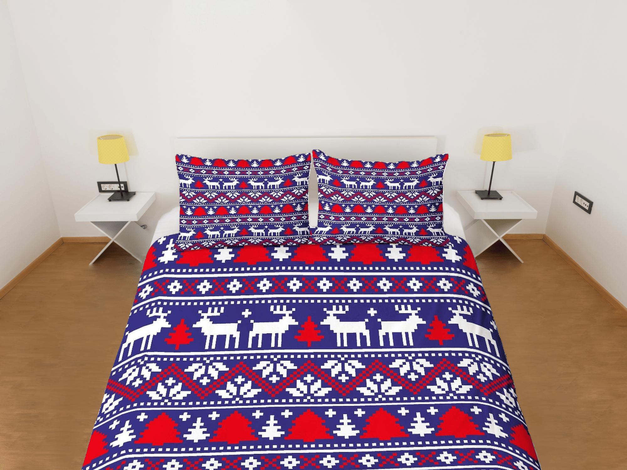 daintyduvet Christmas Duvet Cover Set with Pillows Christmas Pattern Dorm Bedding Comforter Cover Christmas Gift