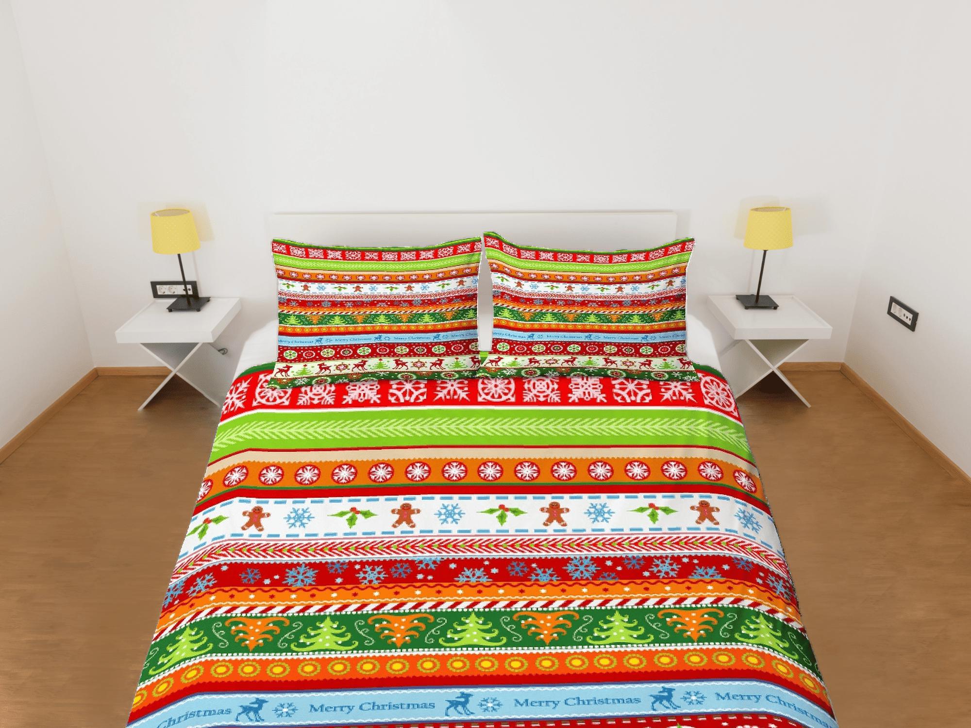 daintyduvet Christmas Duvet Cover Set with Pillows Christmas Pattern Dorm Bedding Comforter Cover Christmas Gift
