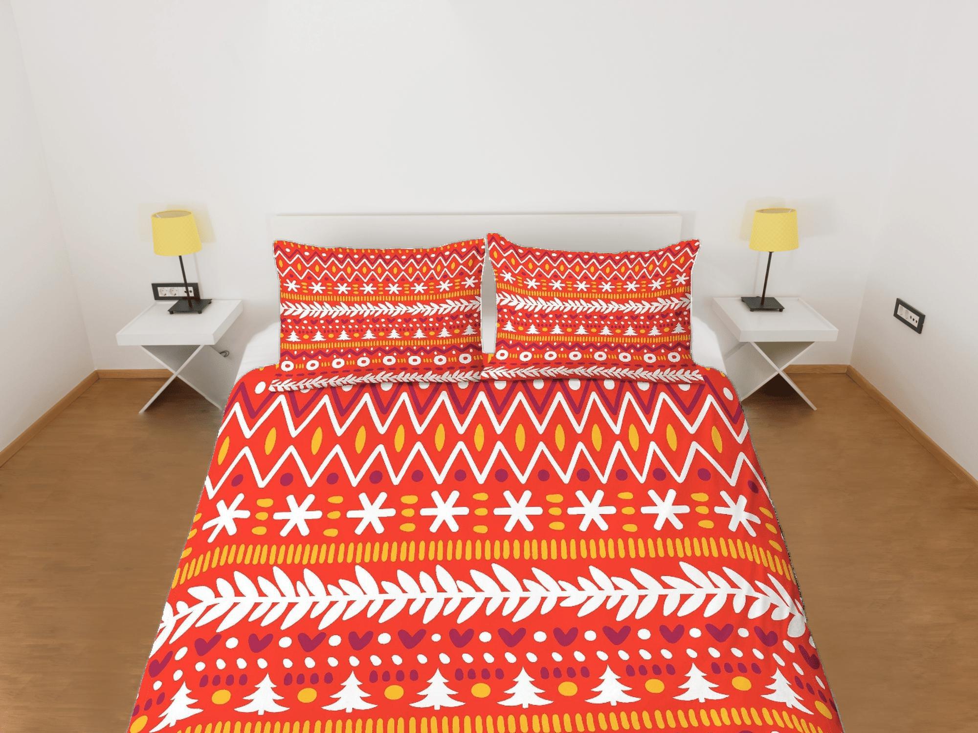 daintyduvet Christmas Duvet Cover Set with Pillows Christmas Pattern Dorm Bedding Comforter Cover Christmas Gift