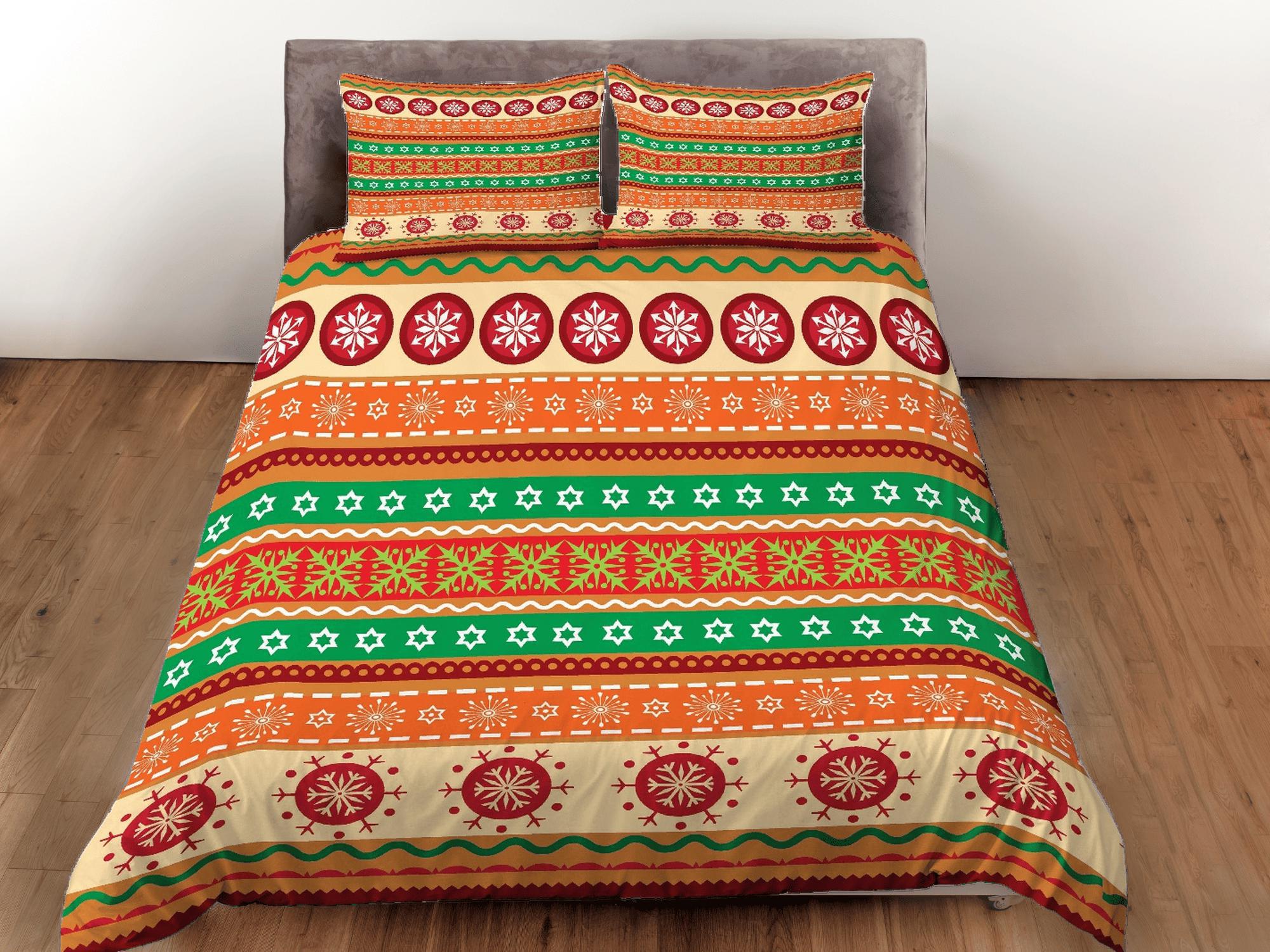 daintyduvet Christmas Duvet Cover Set with Pillows Christmas Pattern Dorm Bedding Comforter Cover Christmas Gift