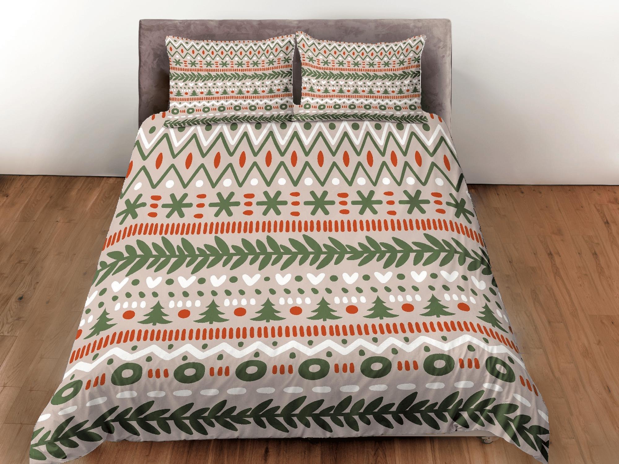 daintyduvet Christmas Duvet Cover Set with Pillows Christmas Pattern Dorm Bedding Comforter Cover Christmas Gift