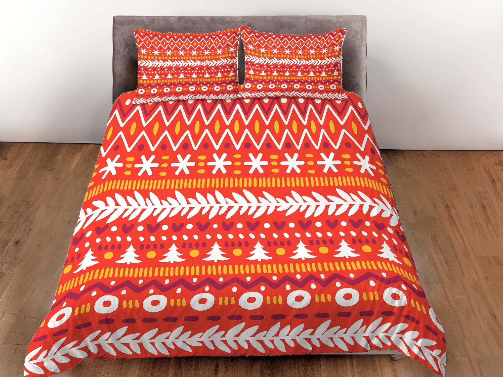 daintyduvet Christmas Duvet Cover Set with Pillows Christmas Pattern Dorm Bedding Comforter Cover Christmas Gift