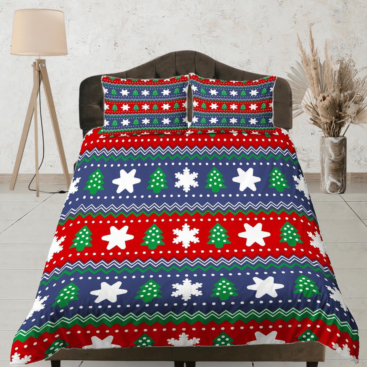 daintyduvet Christmas Duvet Cover Set with Pillows Christmas Tree Dorm Bedding Comforter Cover Christmas Gift