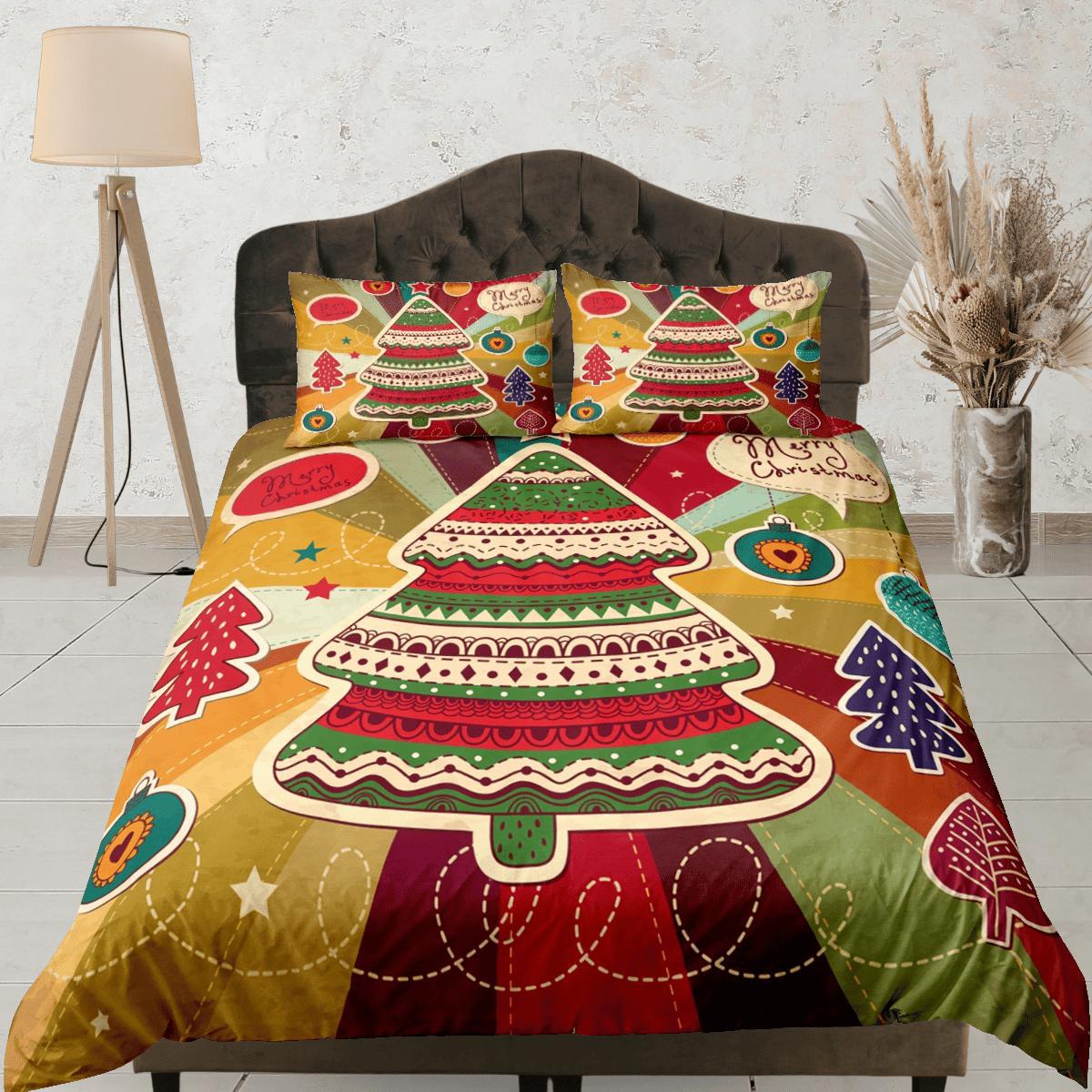 daintyduvet Christmas Duvet Cover Set with Pillows Christmas Tree Dorm Bedding Comforter Cover Christmas Gift