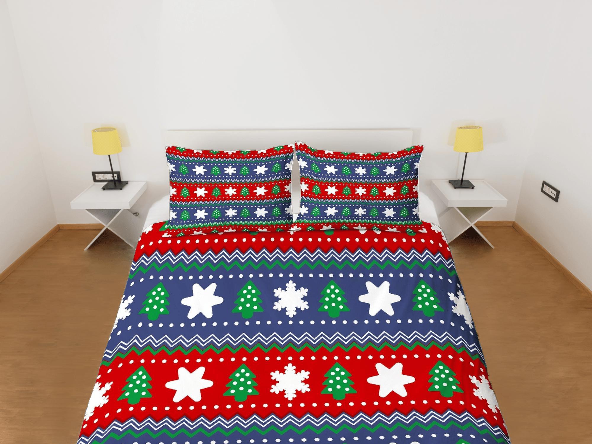 daintyduvet Christmas Duvet Cover Set with Pillows Christmas Tree Dorm Bedding Comforter Cover Christmas Gift