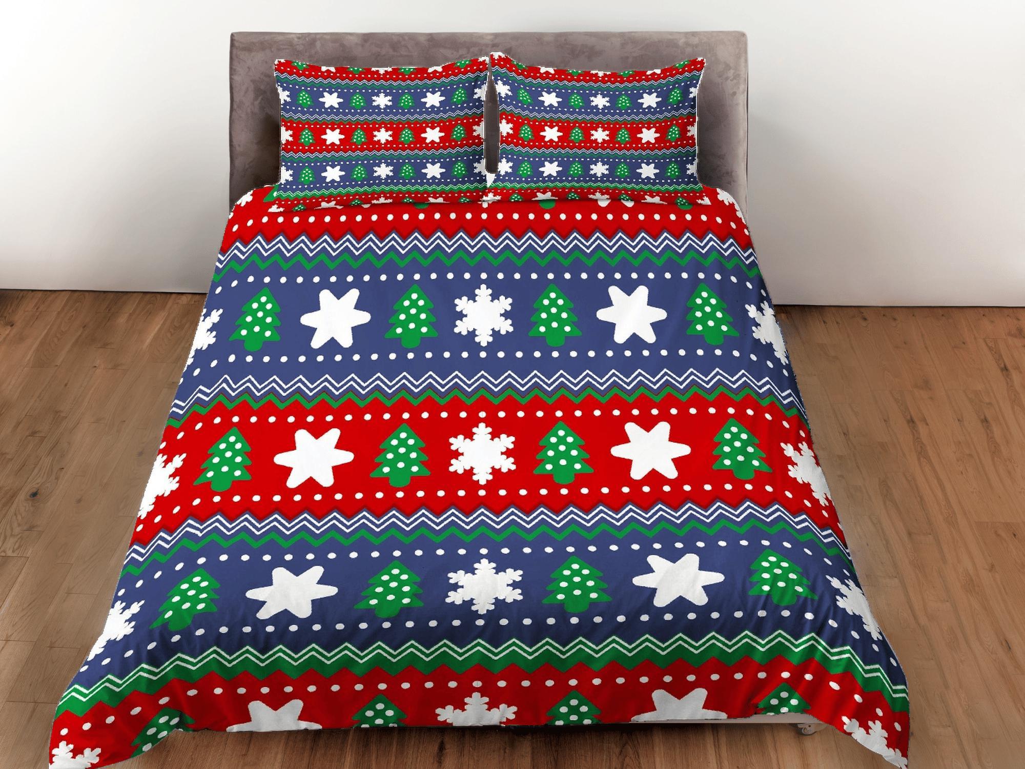 daintyduvet Christmas Duvet Cover Set with Pillows Christmas Tree Dorm Bedding Comforter Cover Christmas Gift
