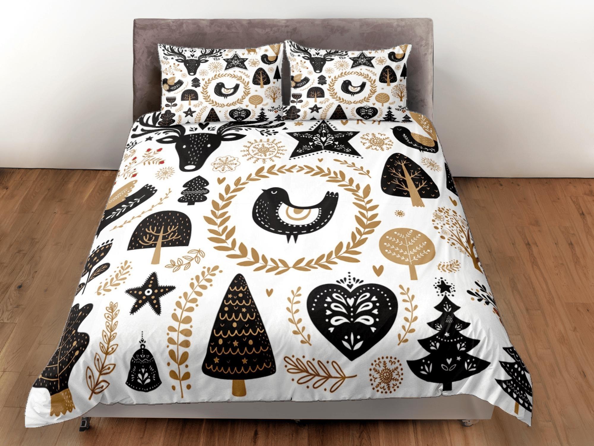 daintyduvet Christmas Duvet Cover Set with Pillows Christmas Tree Dorm Bedding Comforter Cover Christmas Gift