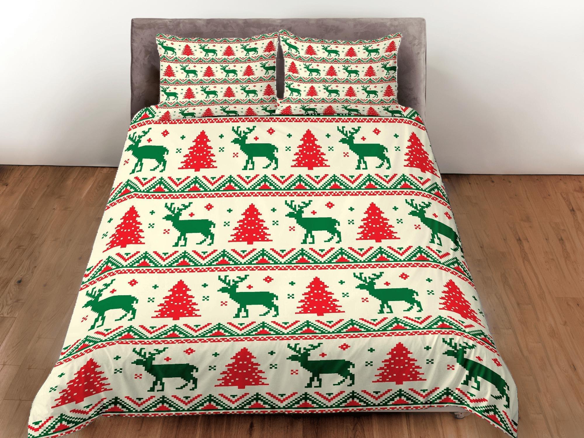 daintyduvet Christmas Duvet Cover Set with Pillows Christmas Tree Dorm Bedding Comforter Cover Christmas Gift
