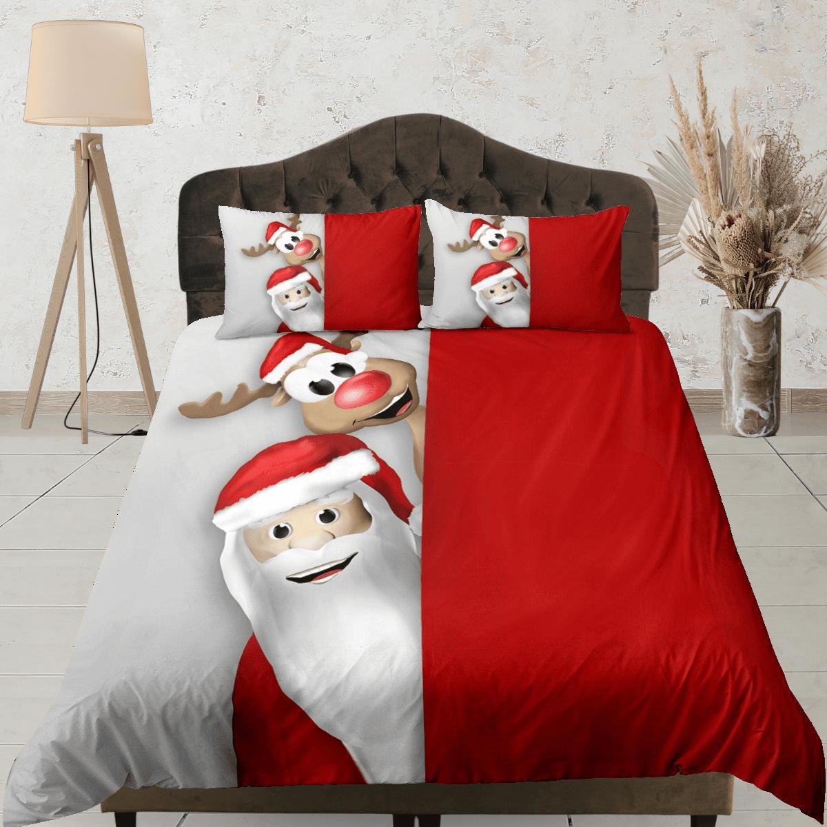 daintyduvet Christmas Duvet Cover Set with Pillows Santa Claus Dorm Bedding Comforter Cover Christmas Gift